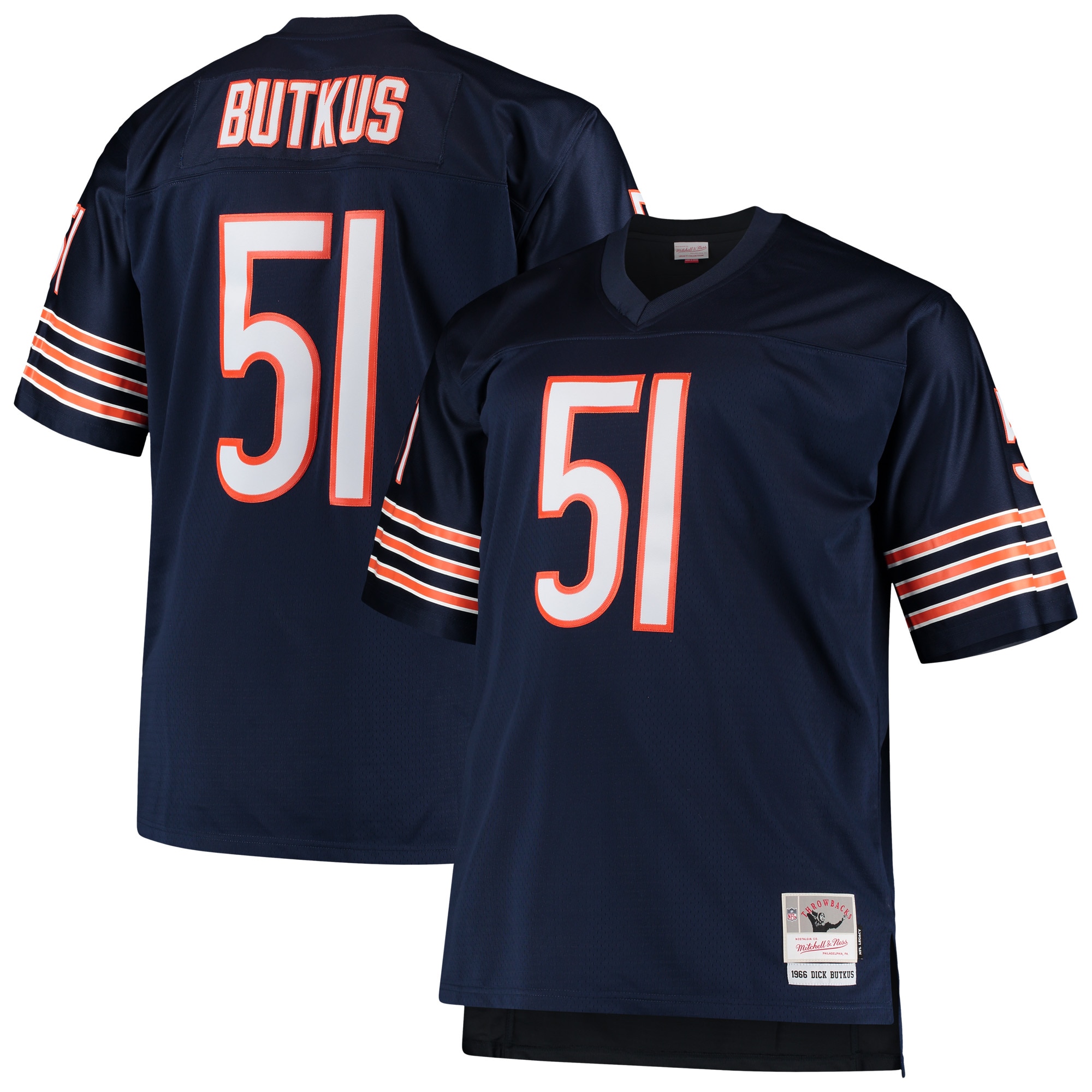 Men's Chicago Bears Dick Butkus Mitchell & Ness Navy Big & Tall 1966 Retired Player Jersey JS7000 Saliibo