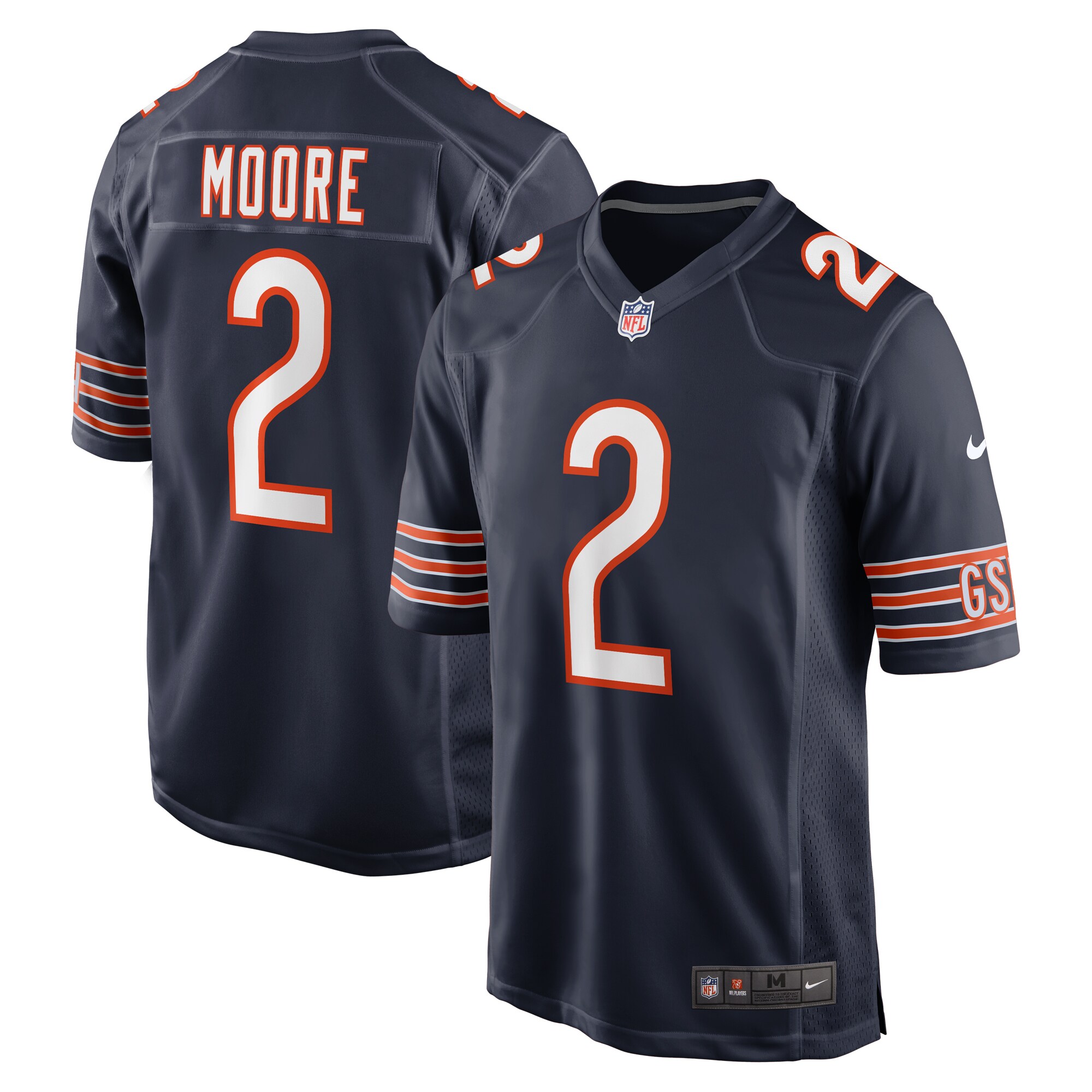 Men's Chicago Bears D.J. Moore Navy Team Color Game Jersey JS1796 Saliibo