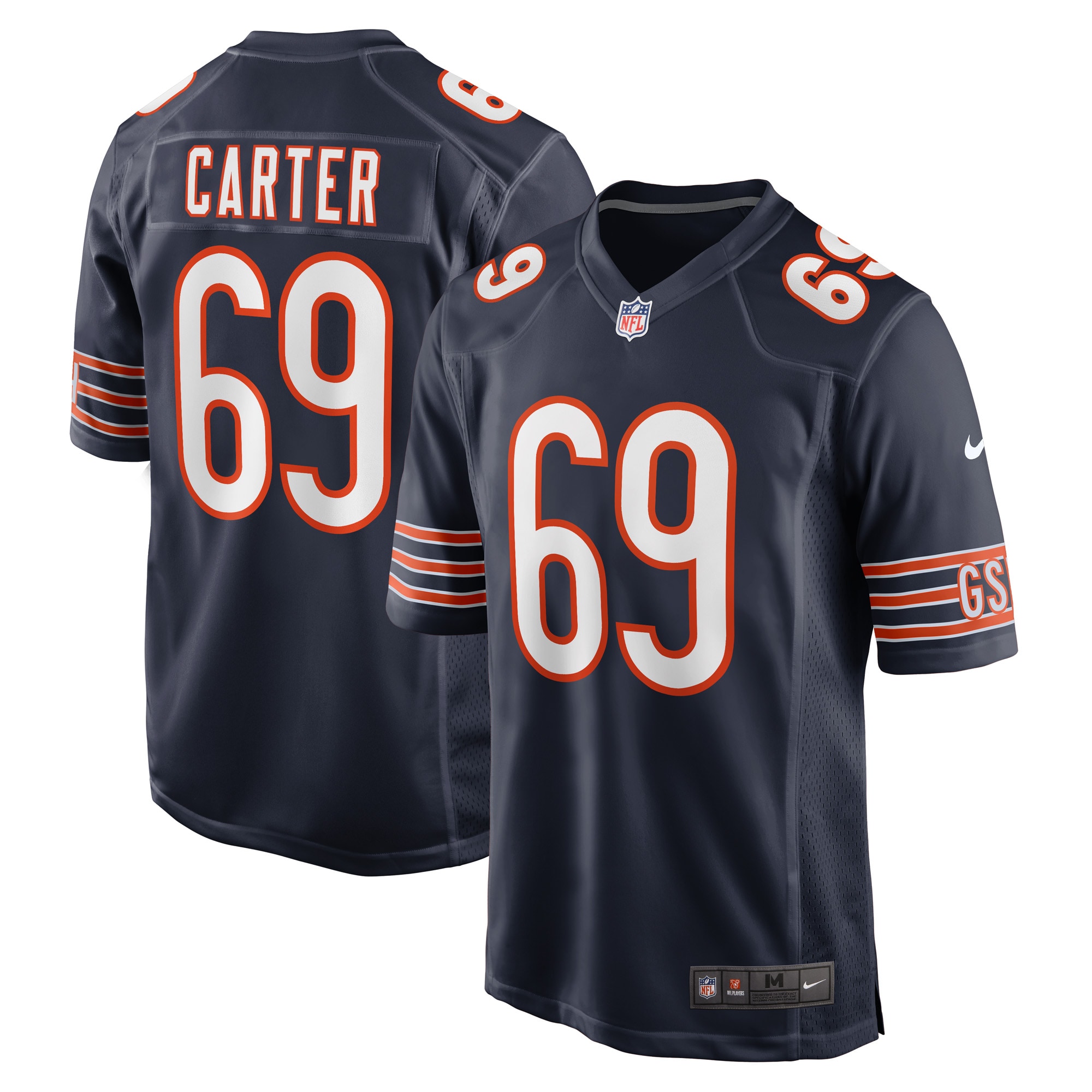 Men's Chicago Bears Ja'Tyre Carter Navy Game Player Jersey JS9756 Saliibo
