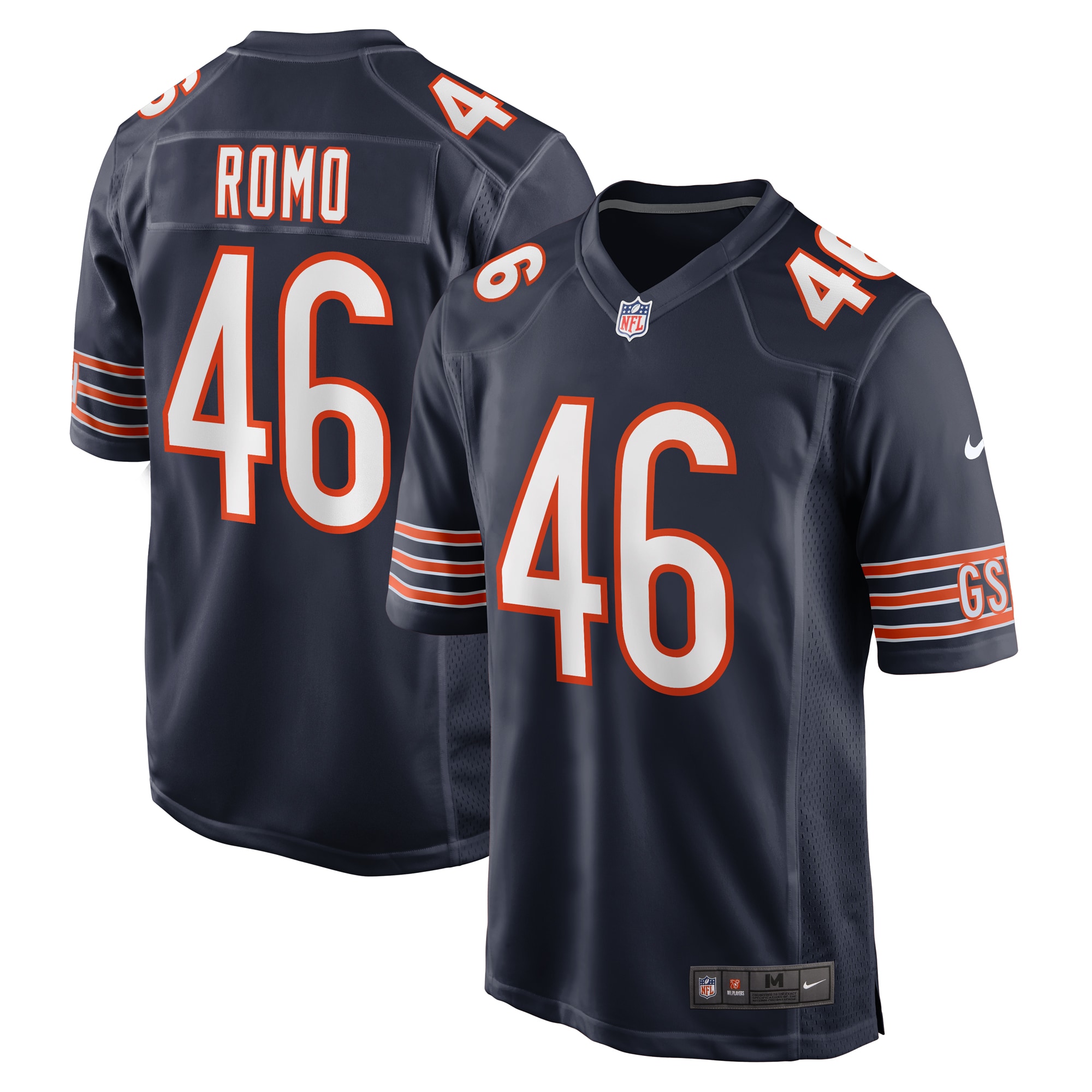 Men's Chicago Bears John Parker Romo Navy Team Game Jersey JS9364 Saliibo