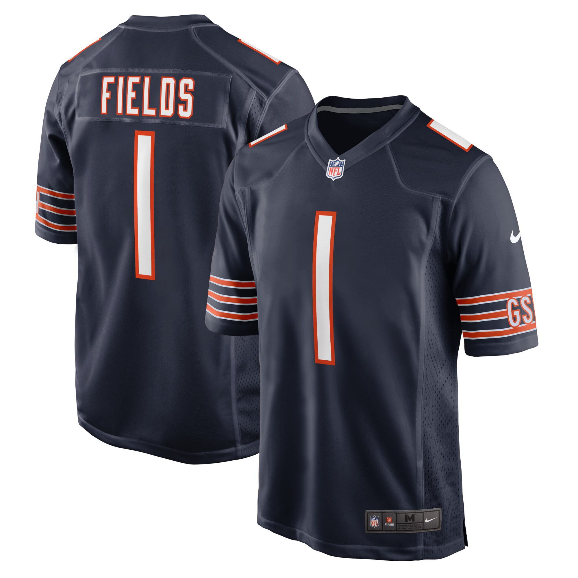 Men's Chicago Bears Justin Fields Navy Player Game Jersey JS9728 Saliibo