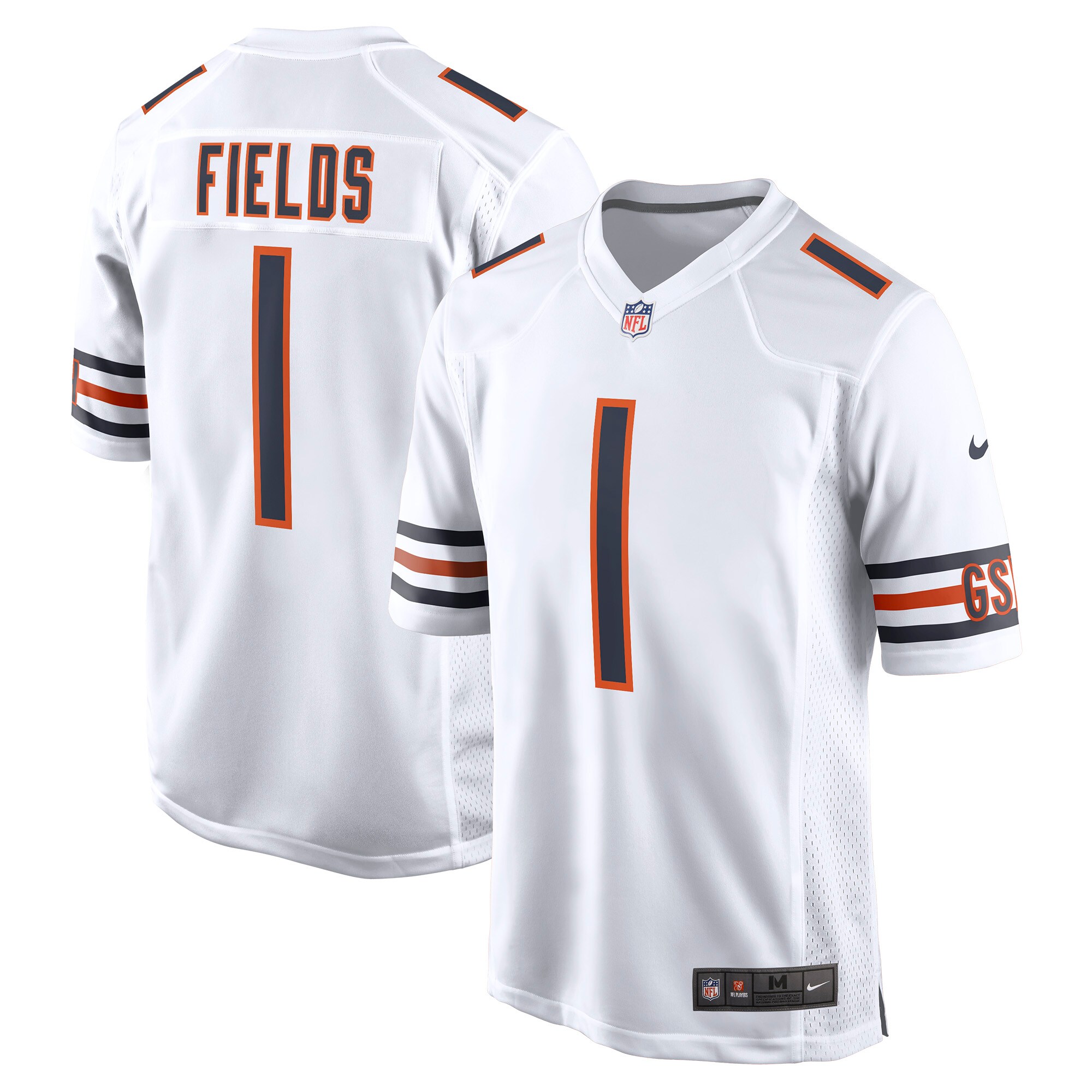 Men's Chicago Bears Justin Fields White Player Game Jersey JS5836 Saliibo