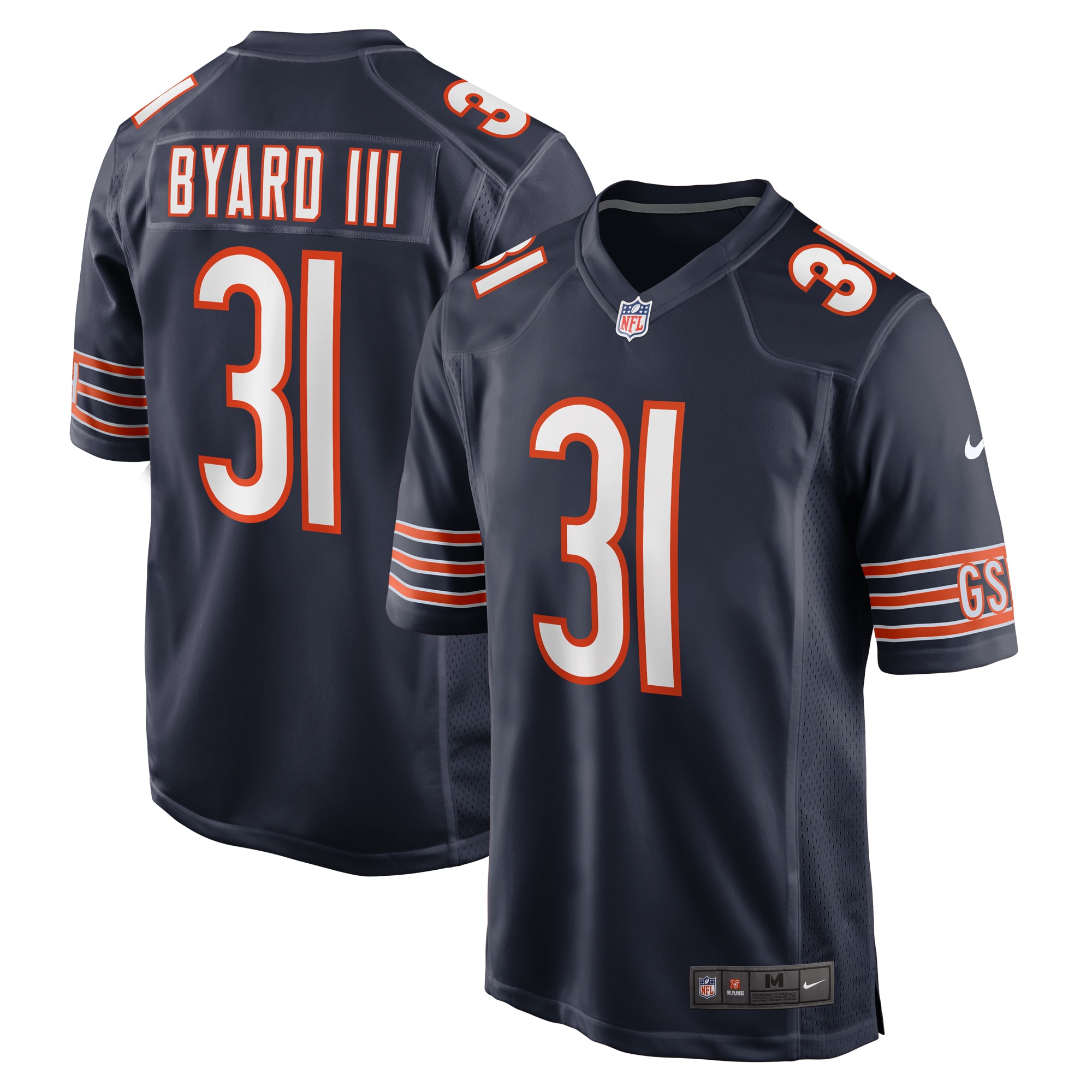 Men's Chicago Bears Kevin Byard III Navy Game Jersey JS1121 Saliibo
