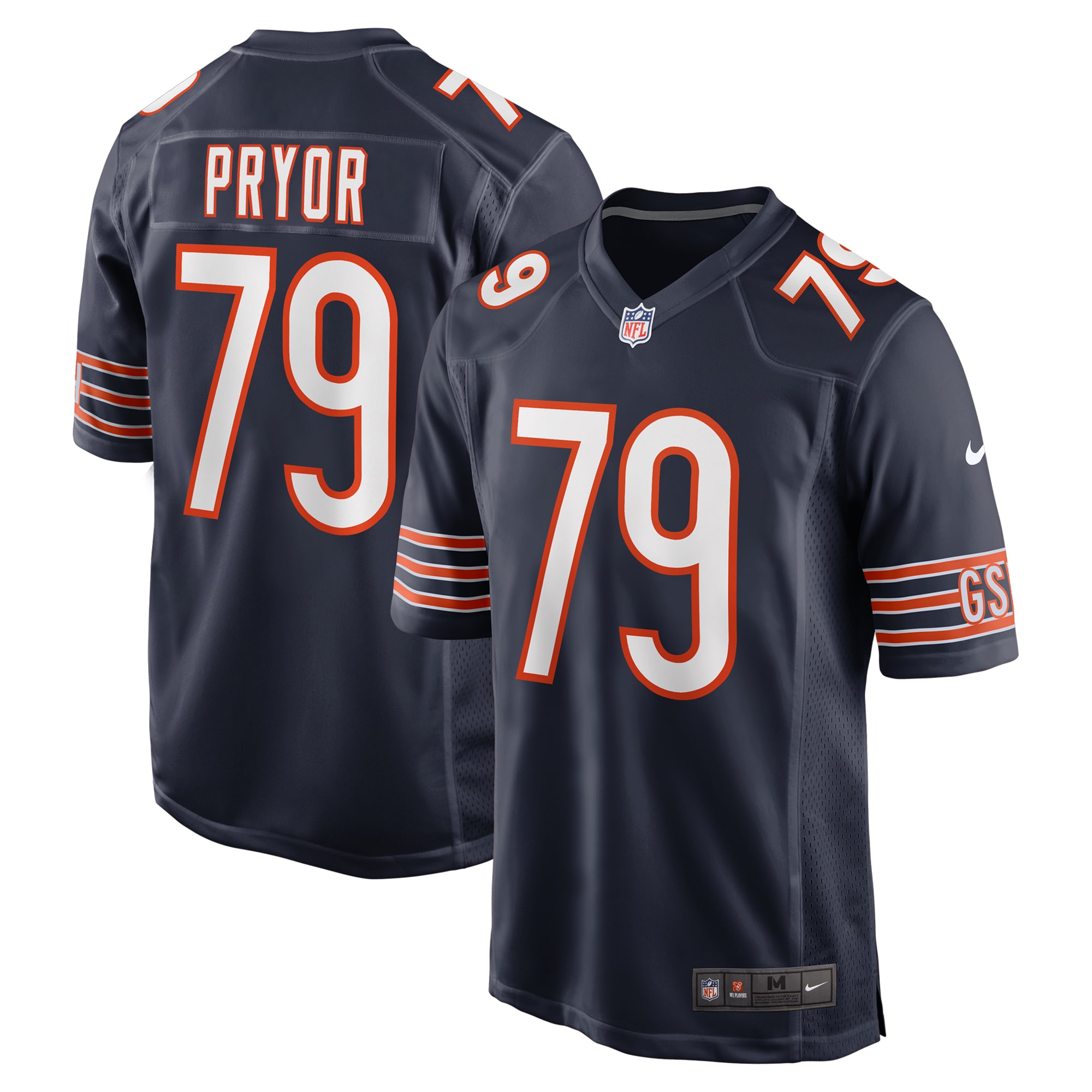 Men's Chicago Bears Matt Pryor Navy Game Jersey JS9588 Saliibo