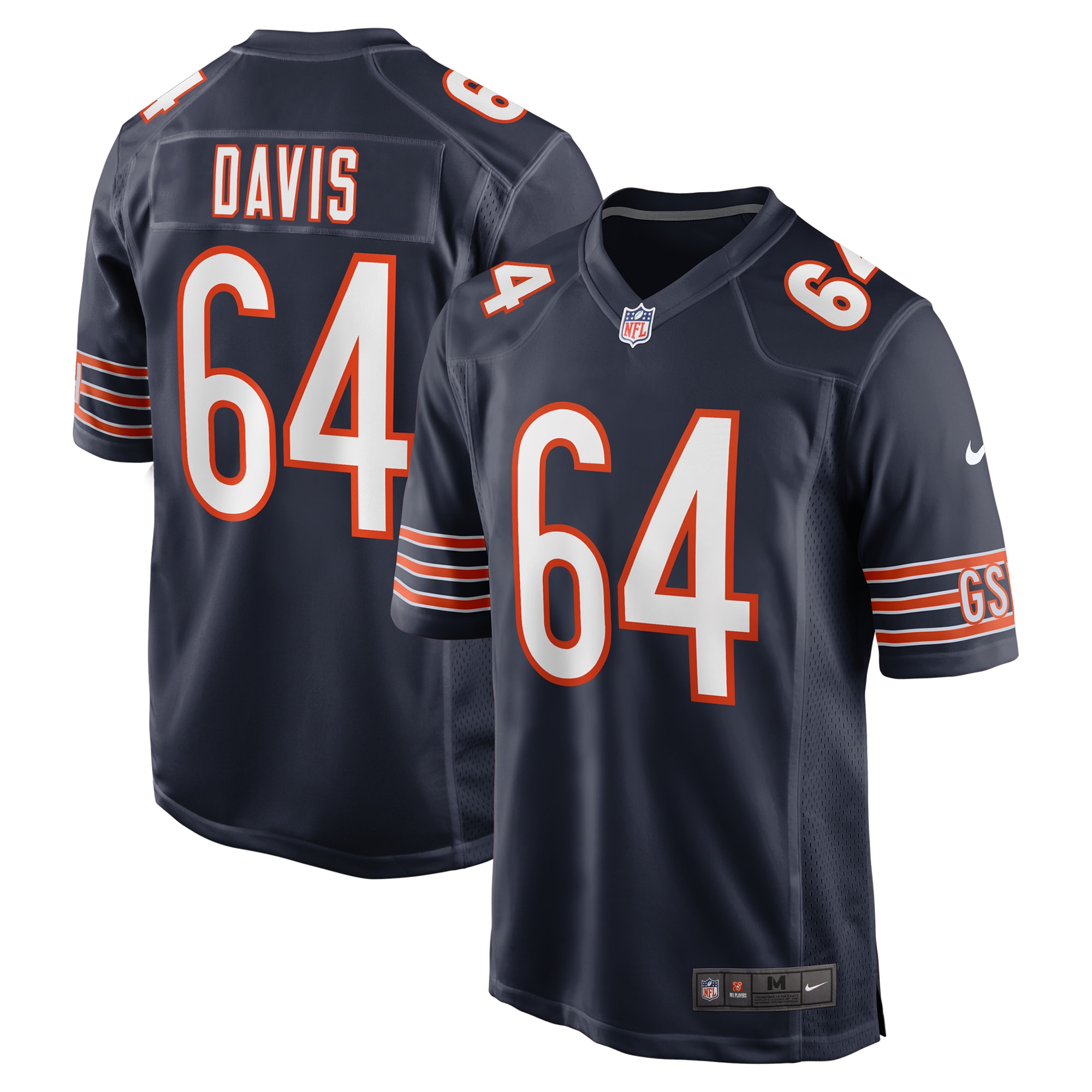 Men's Chicago Bears Nate Davis Navy Game Jersey JS1208 Saliibo