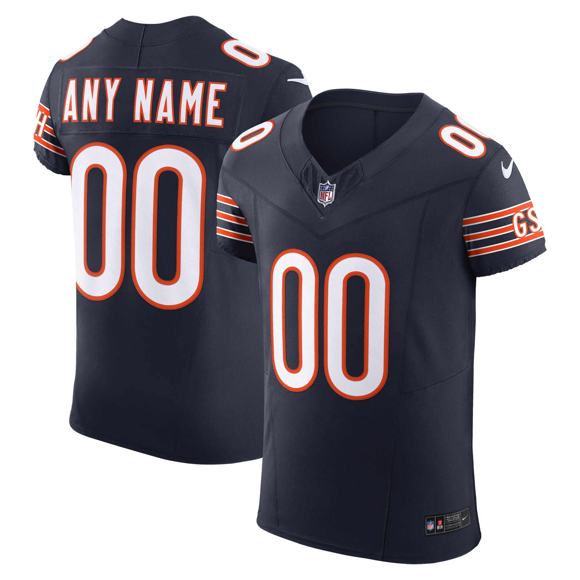 Men's Chicago Bears Navy Vapor F.U.S.E. Elite Custom Jersey JS7077 Saliibo