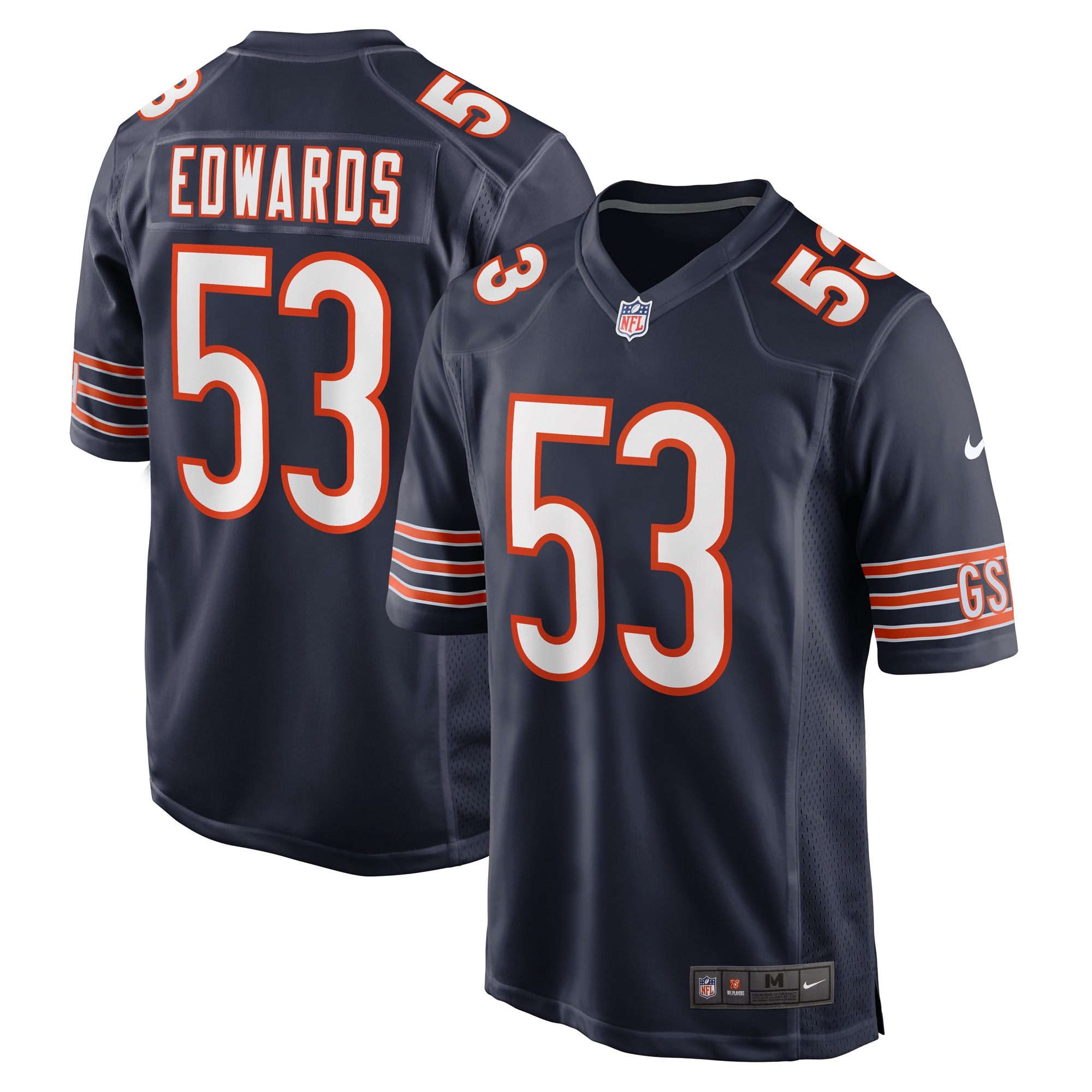 Men's Chicago Bears TJ Edwards Navy Game Player Jersey JS9124 Saliibo