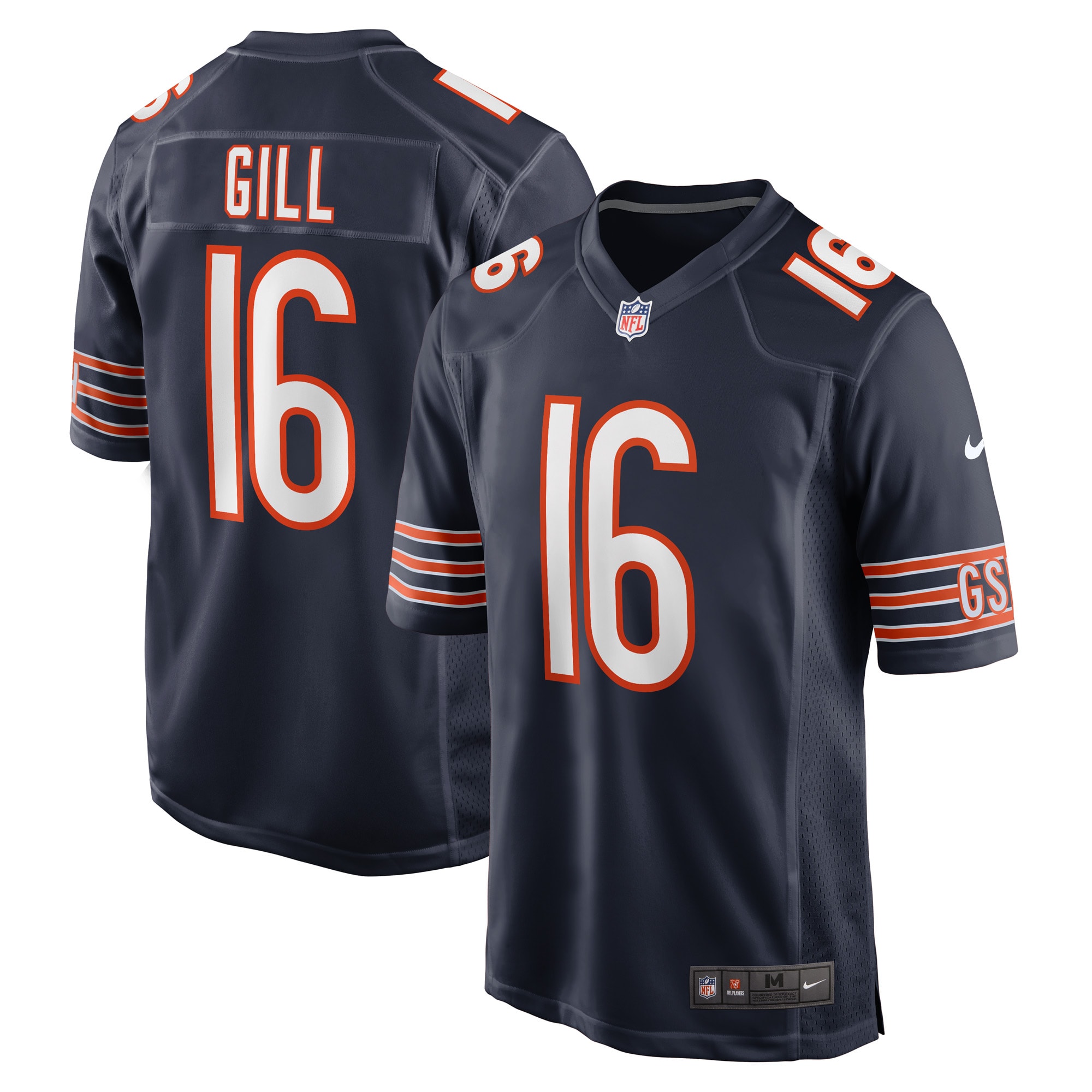 Men's Chicago Bears Trenton Gill Navy Game Player Jersey JS4414 Saliibo