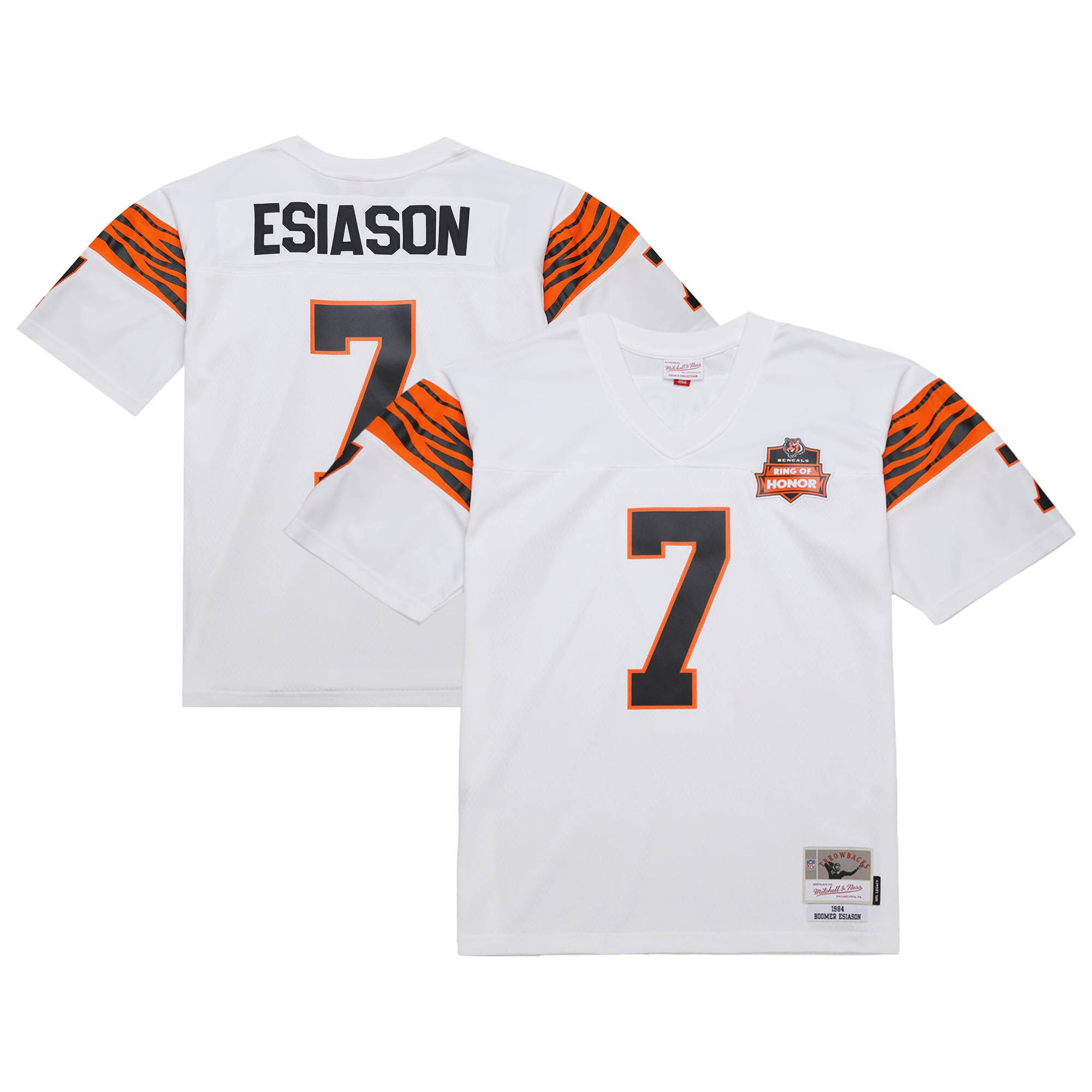 Men's Cincinnati Bengals Boomer Esiason Mitchell & Ness White 1984 Legacy Jersey JS8307 Saliibo