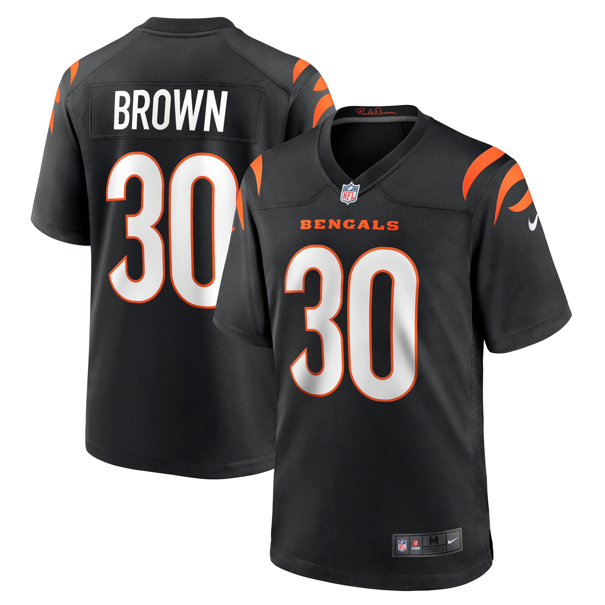 Men's Cincinnati Bengals Chase Brown Black Team Game Jersey JS2255 Saliibo