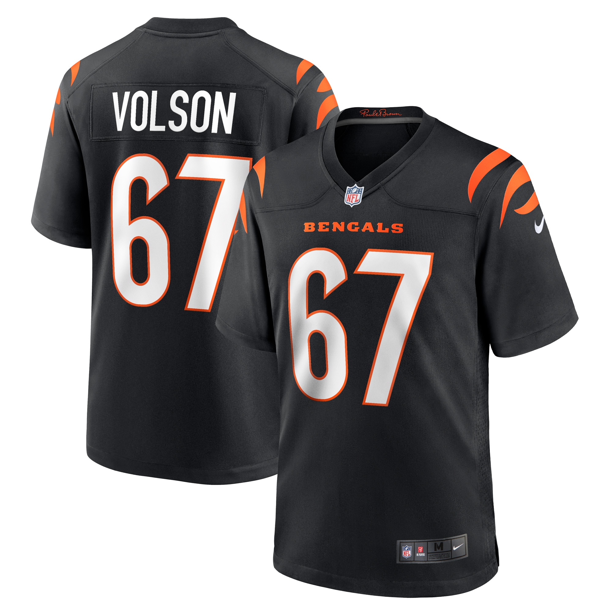 Men's Cincinnati Bengals Cordell Volson Black Game Player Jersey JS4638 Saliibo