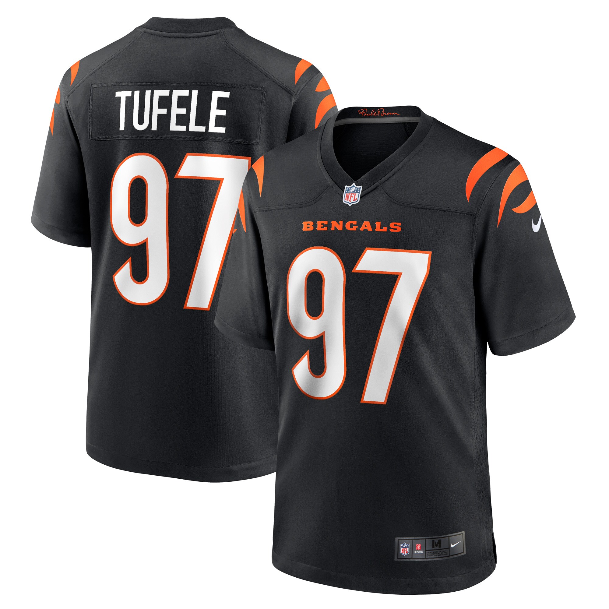 Men's Cincinnati Bengals Jay Tufele Black Game Player Jersey JS8493 Saliibo