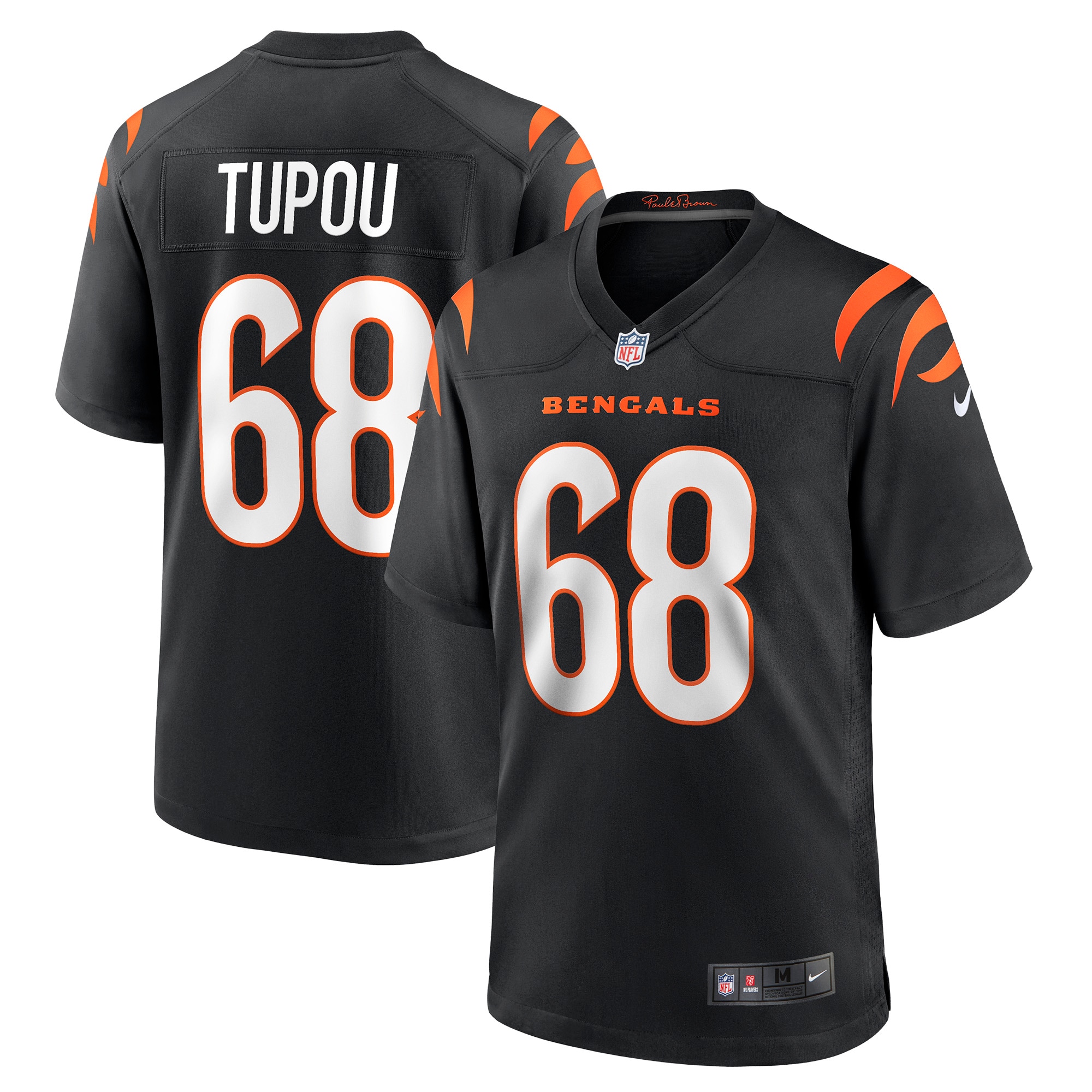 Men's Cincinnati Bengals Josh Tupou Black Game Player Jersey JS2118 Saliibo