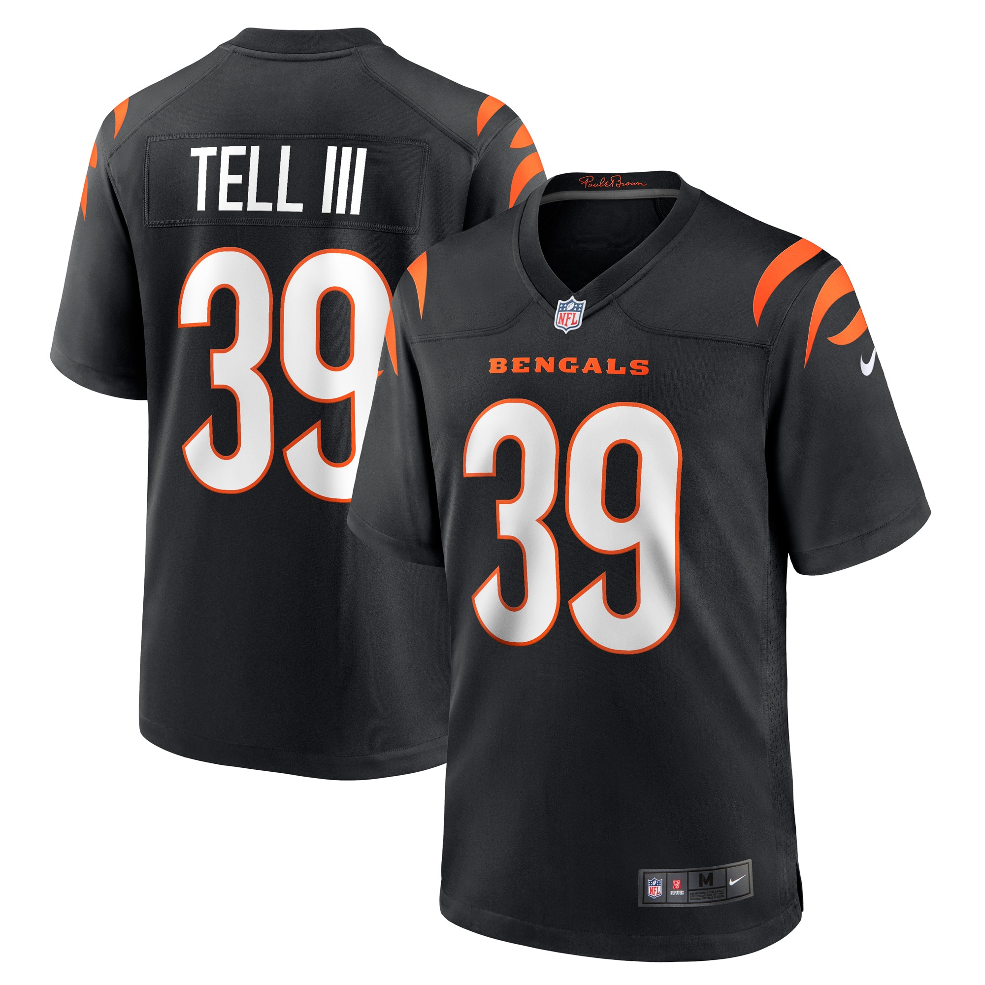 Men's Cincinnati Bengals Marvell Tell III Black Game Player Jersey JS2563 Saliibo