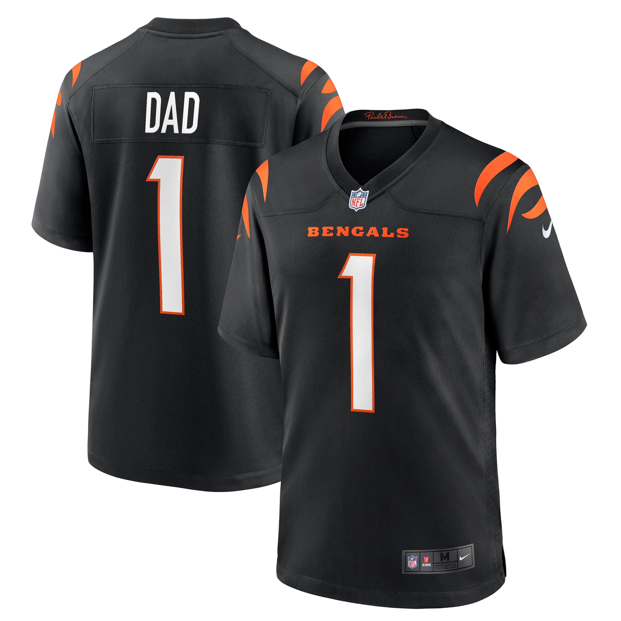 Men's Cincinnati Bengals Number 1 Dad Black Game Jersey JS6562 Saliibo