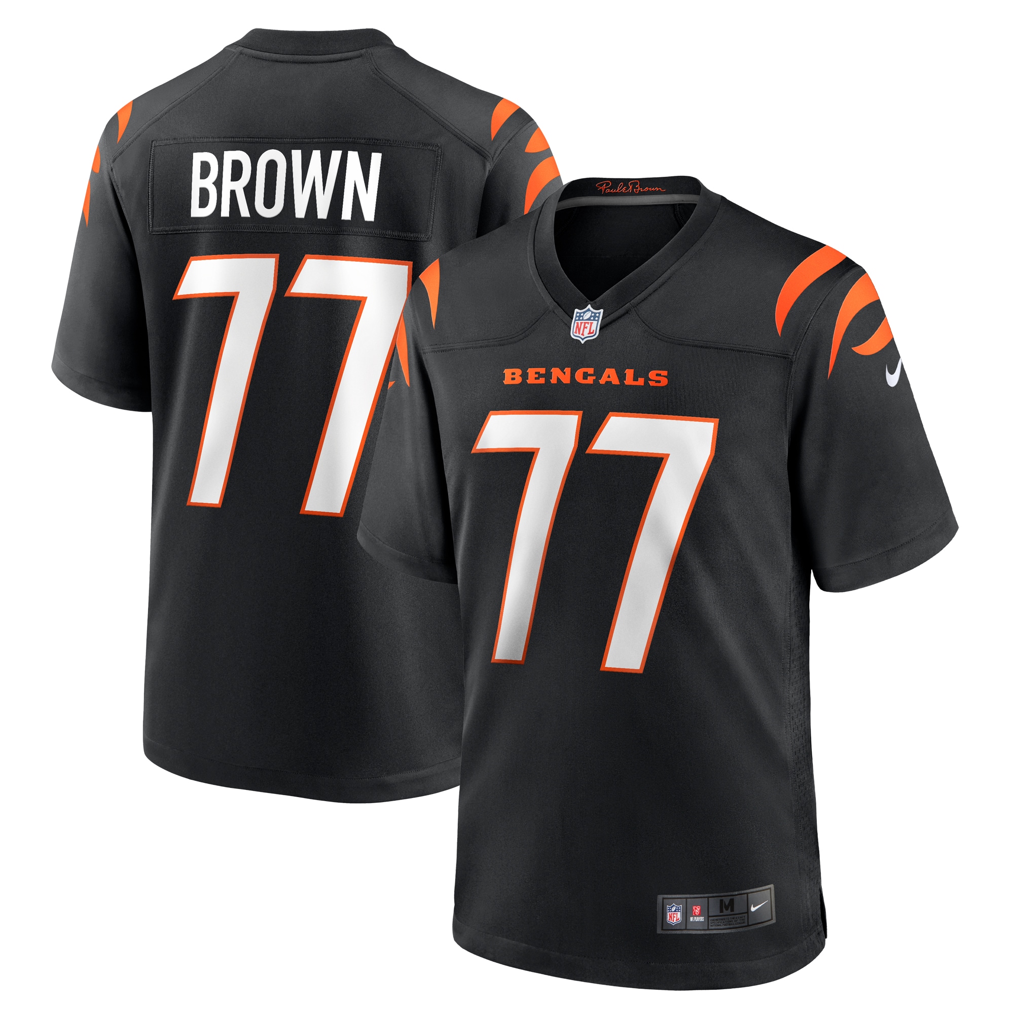 Men's Cincinnati Bengals Trent Brown Black Game Jersey JS4519 Saliibo