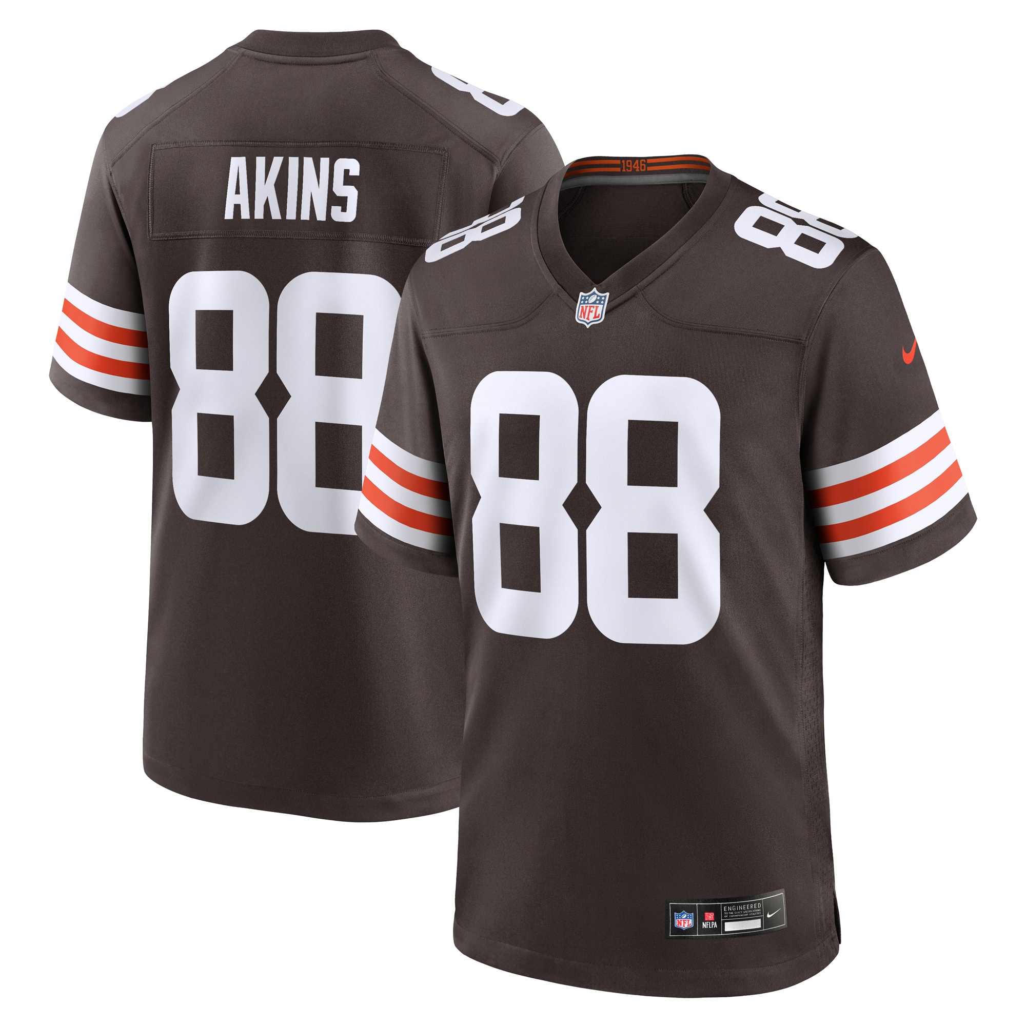 Men's Cleveland Browns Akins Brown Team Game Jersey JS4578 Saliibo