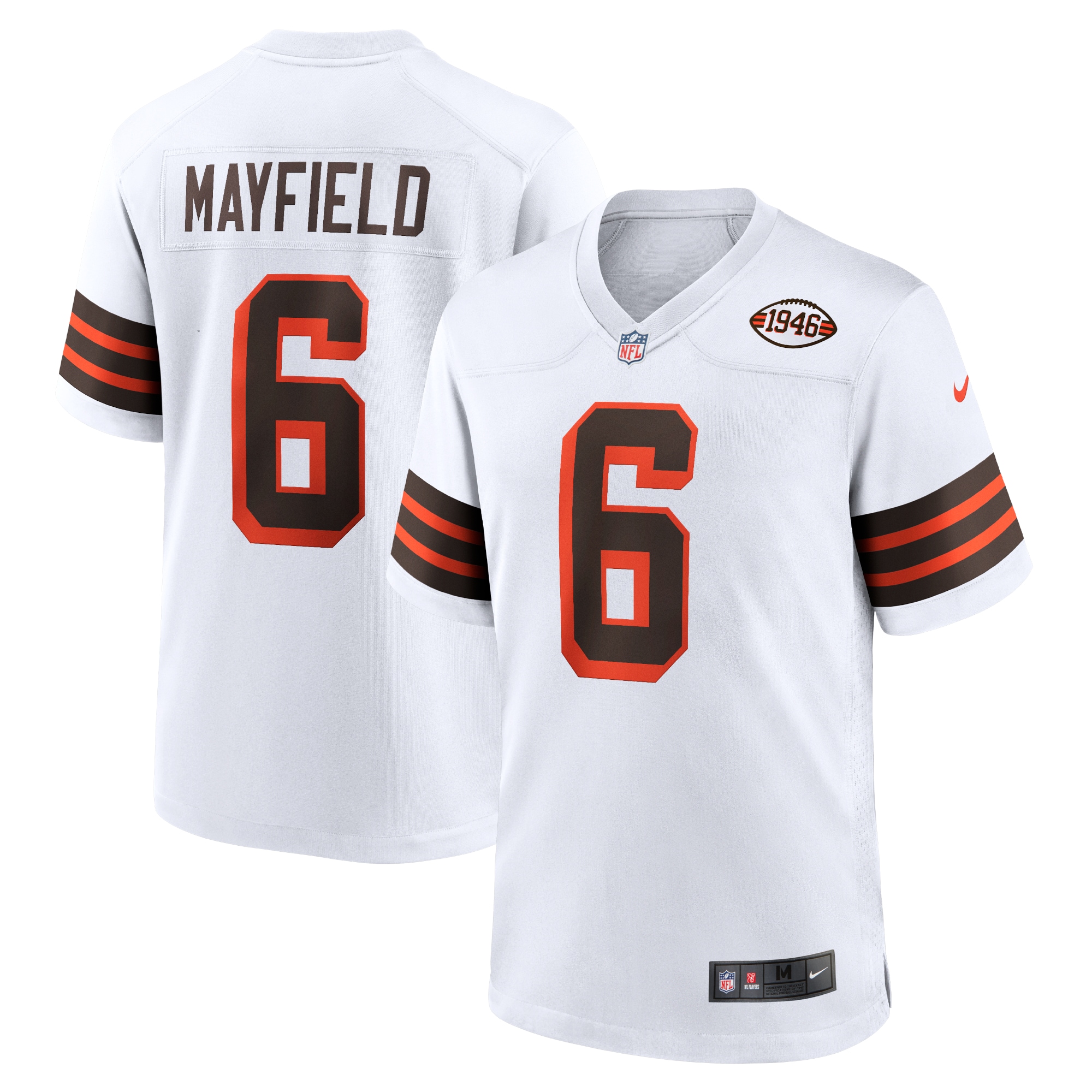 Men's Cleveland Browns Baker Mayfield White 1946 Collection Alternate Game Jersey JS1890 Saliibo