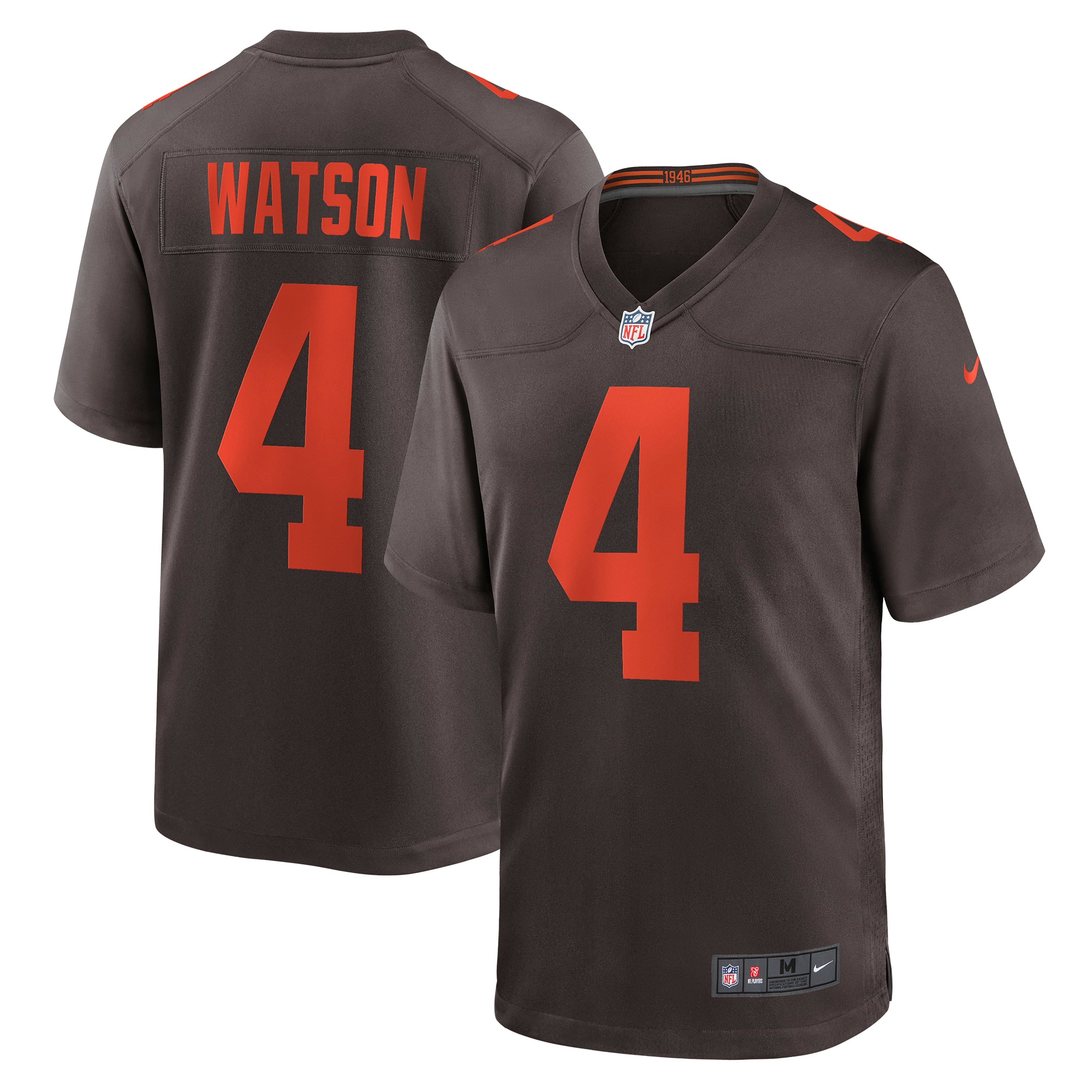 Men's Cleveland Browns Deshaun Watson Brown Alternate Game Jersey JS5219 Saliibo
