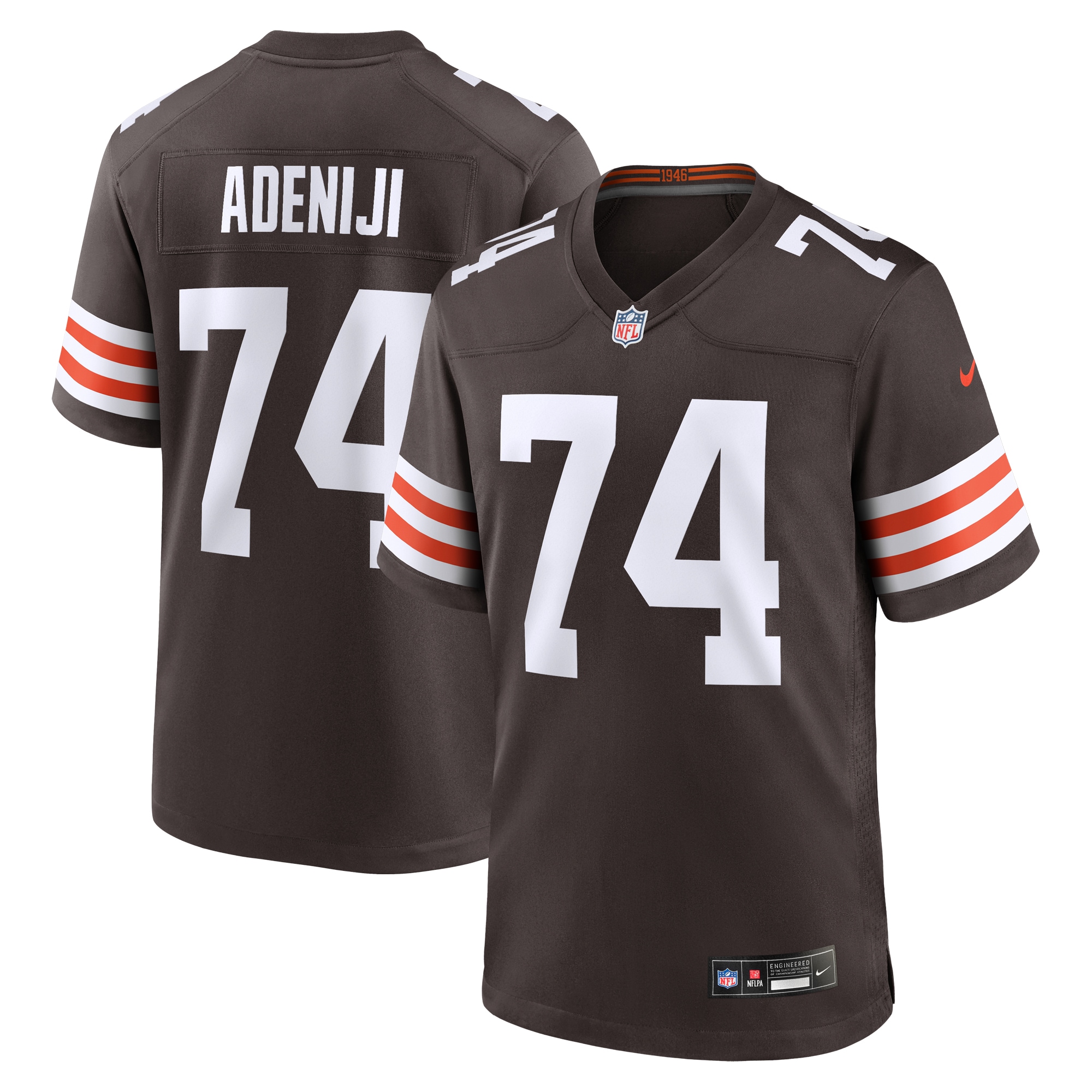Men's Cleveland Browns Hakeem Adeniji Brown Game Jersey JS9516 Saliibo