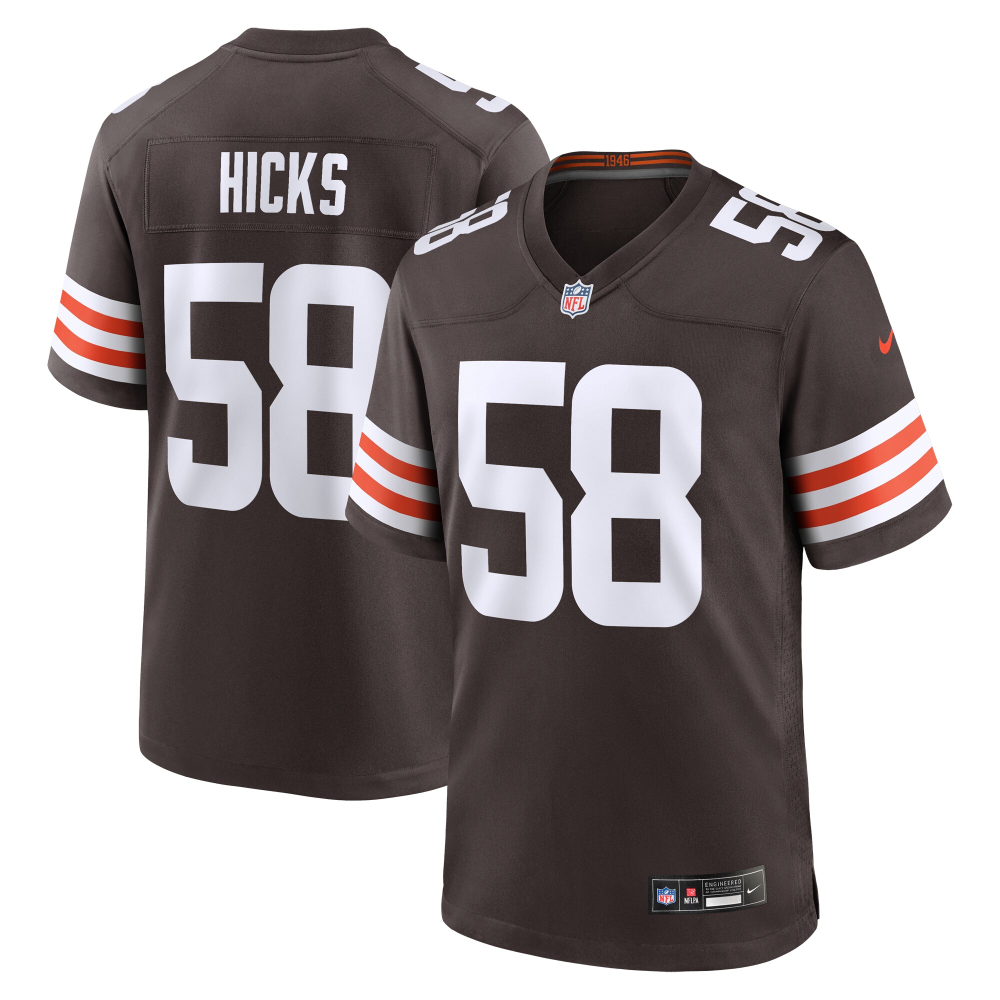 Men's Cleveland Browns Hicks Brown Game Jersey JS4860 Saliibo