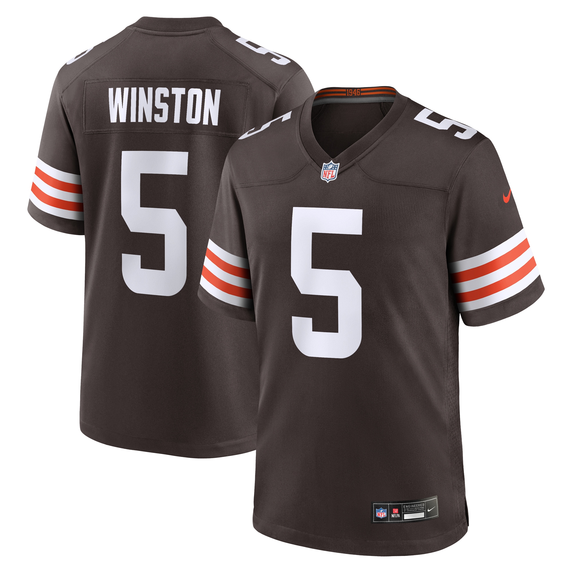 Men's Cleveland Browns Jameis Winston Brown Team Game Jersey JS7564 Saliibo