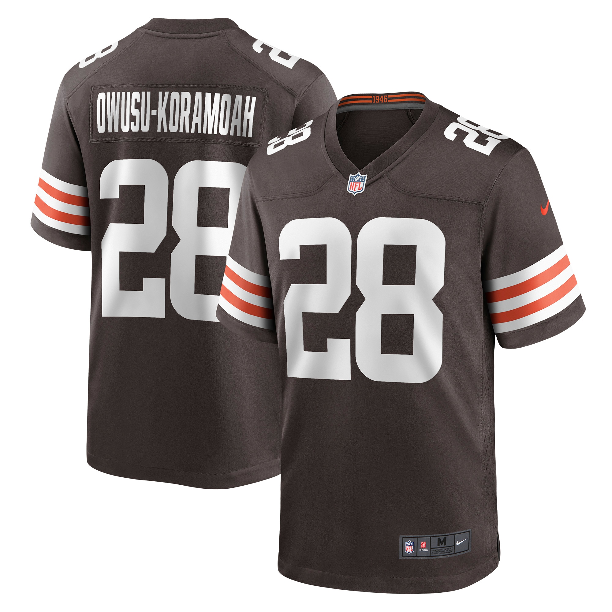 Men's Cleveland Browns Jeremiah Owusu-Koramoah Brown Game Player Jersey JS8536 Saliibo