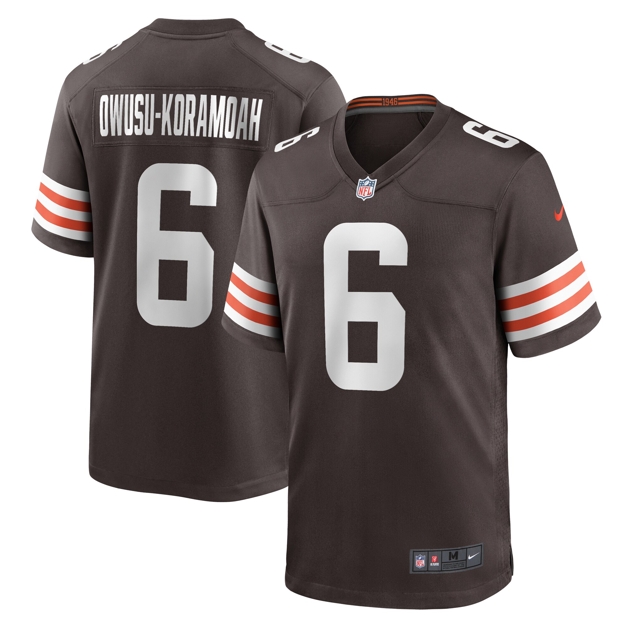 Men's Cleveland Browns Jeremiah Owusu-Koramoah Brown Team Game Jersey JS3947 Saliibo