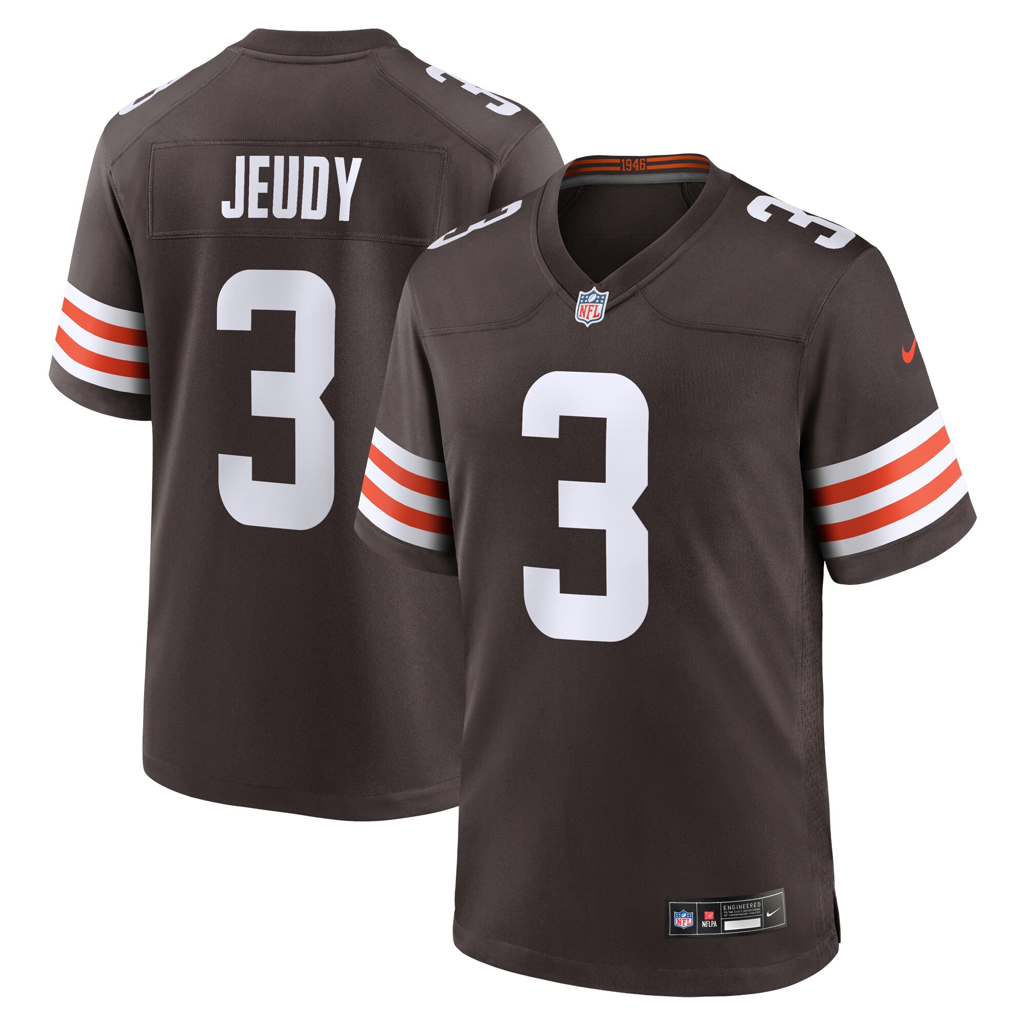 Men's Cleveland Browns Jerry Jeudy Brown Game Jersey JS1173 Saliibo
