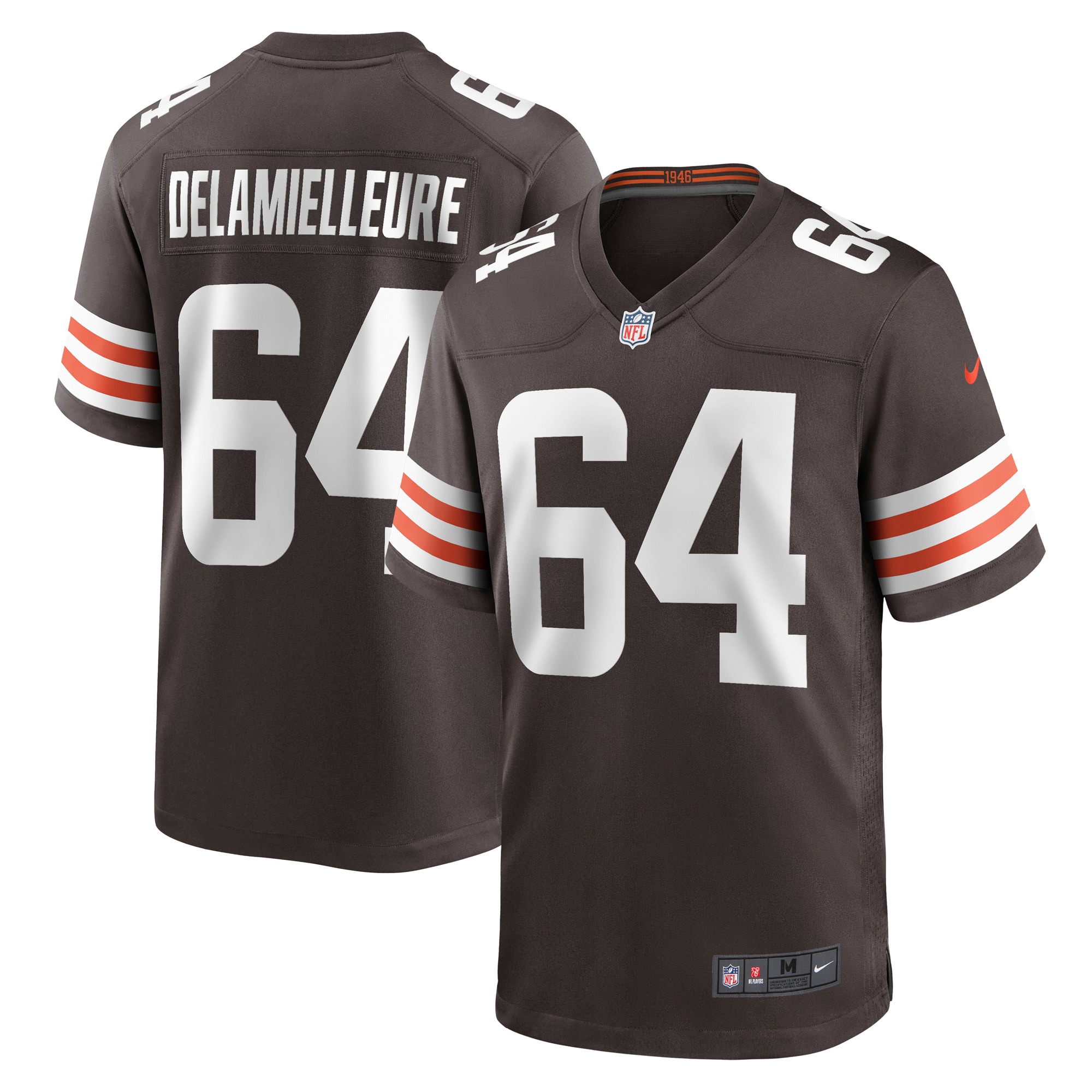 Men's Cleveland Browns Joe DeLamielleure Brown Game Retired Player Jersey JS5869 Saliibo