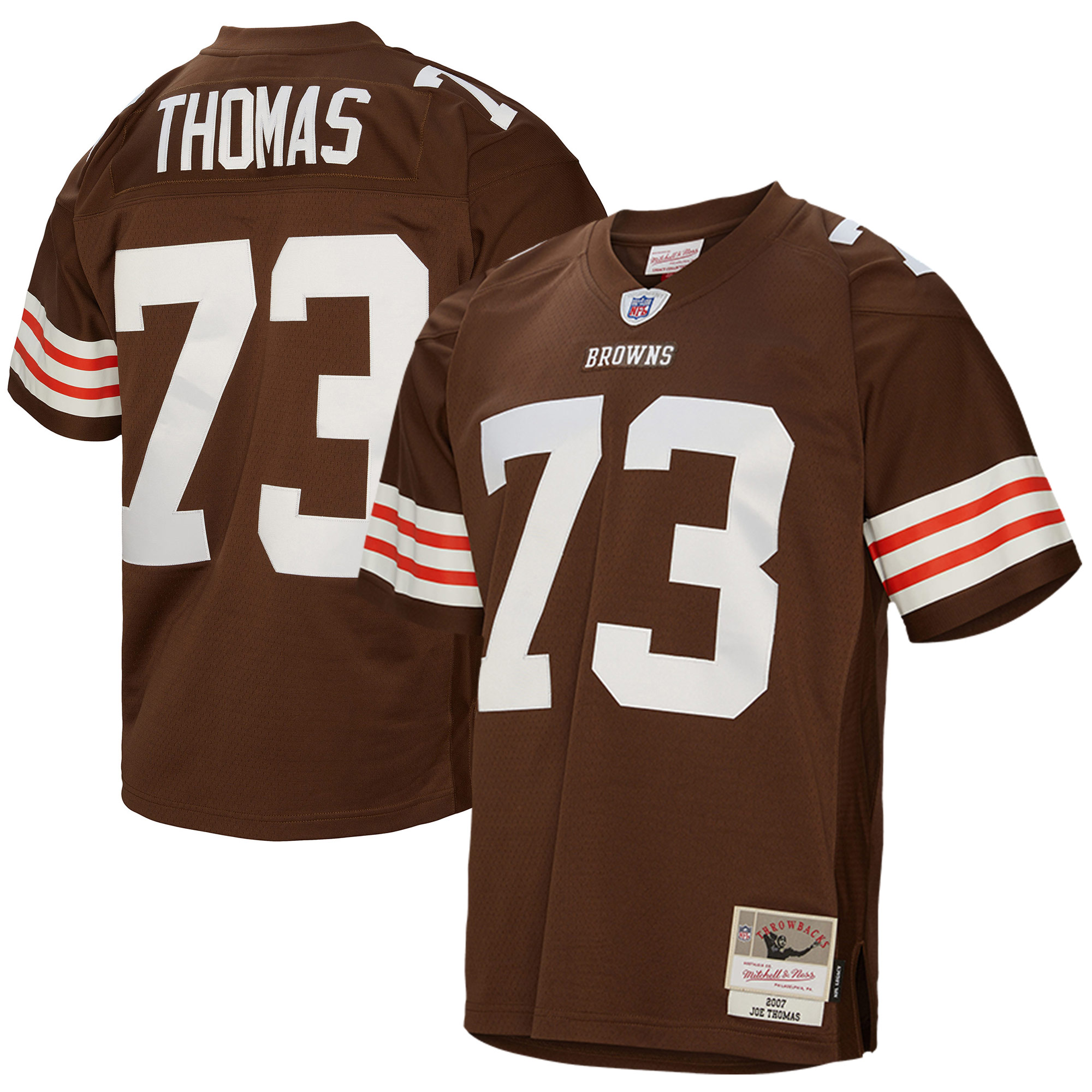 Men's Cleveland Browns Joe Thomas Mitchell & Ness Brown Legacy Jersey JS3760 Saliibo
