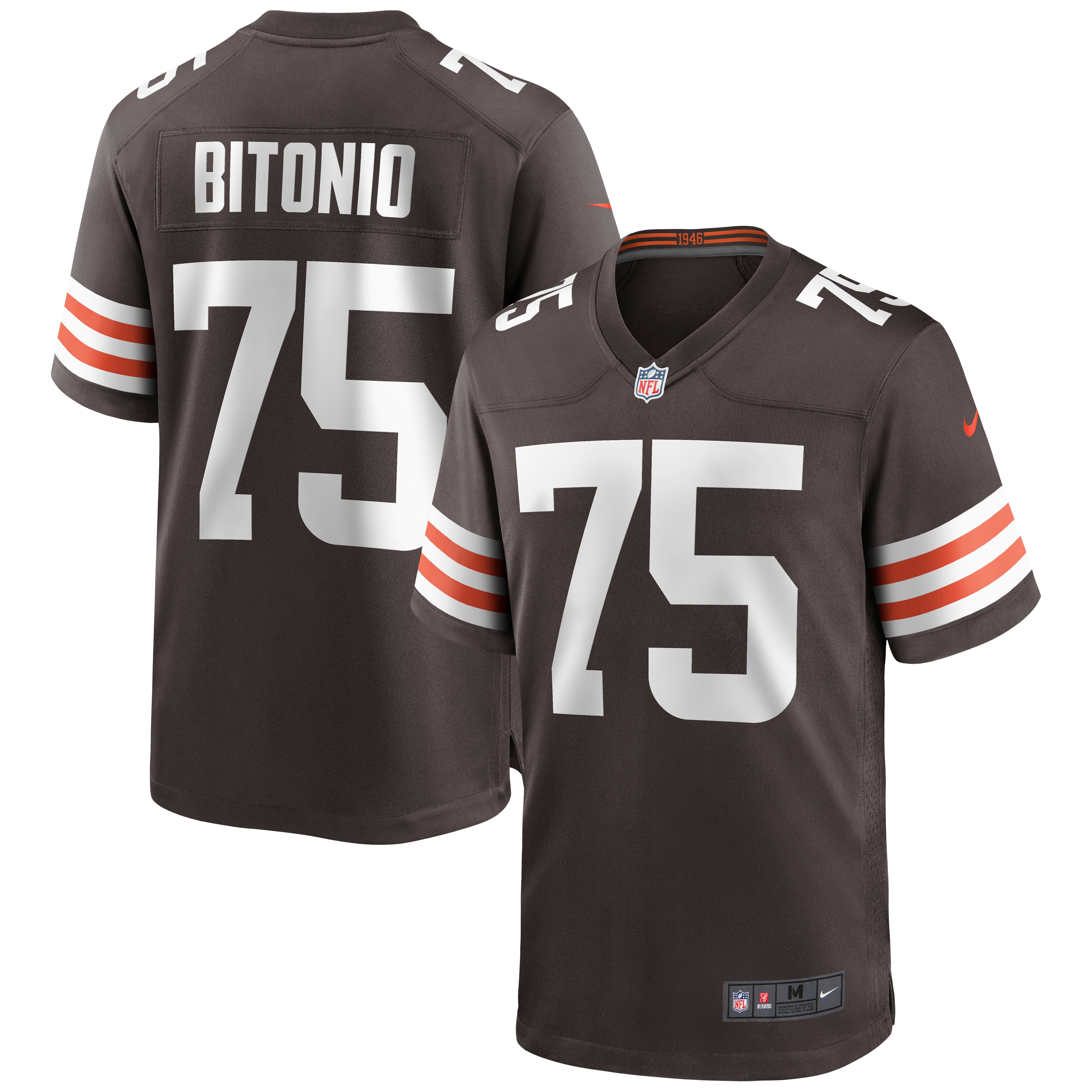 Men's Cleveland Browns Joel Bitonio Brown Game Jersey JS1884 Saliibo