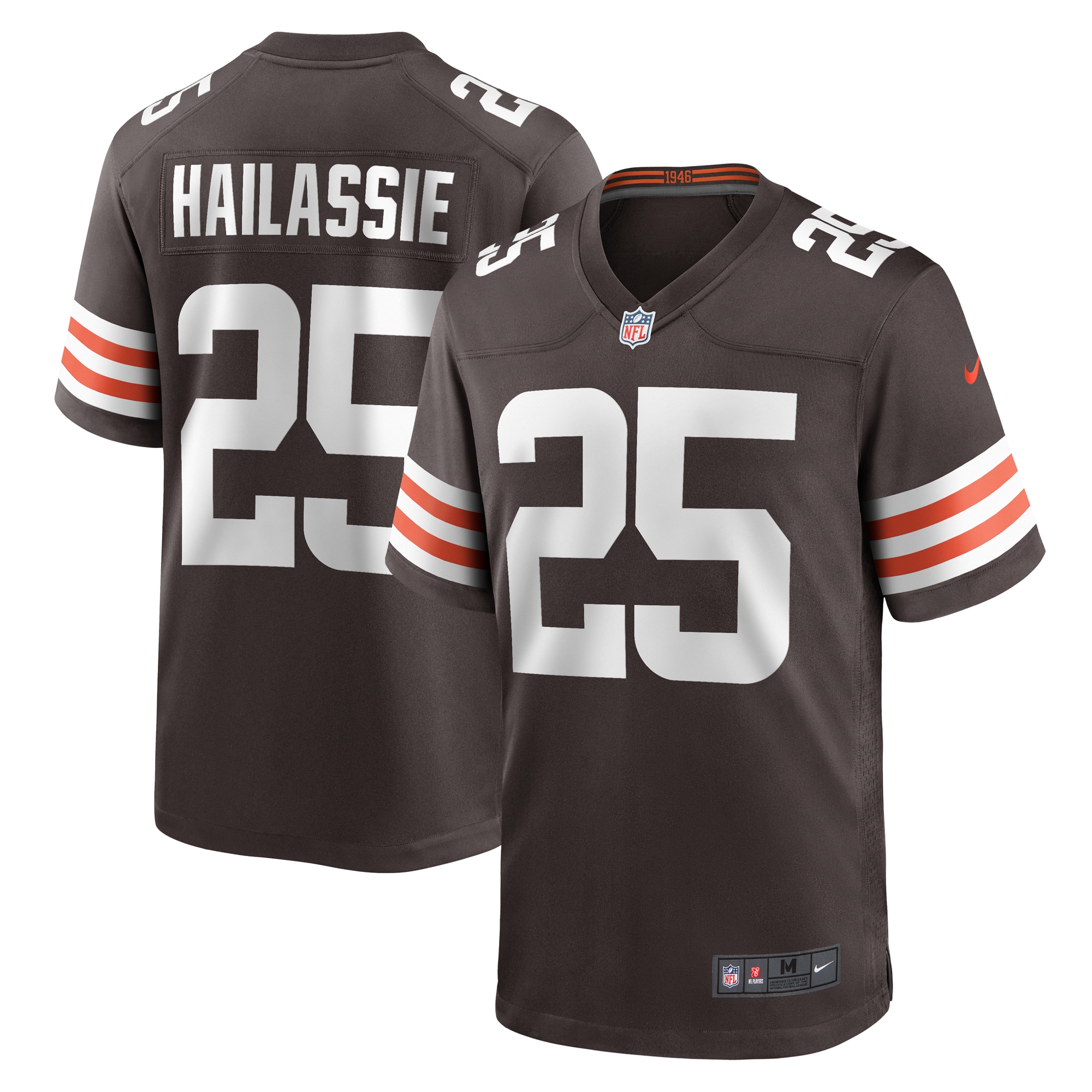 Men's Cleveland Browns Kahlef Hailassie Brown Team Game Jersey JS6831 Saliibo