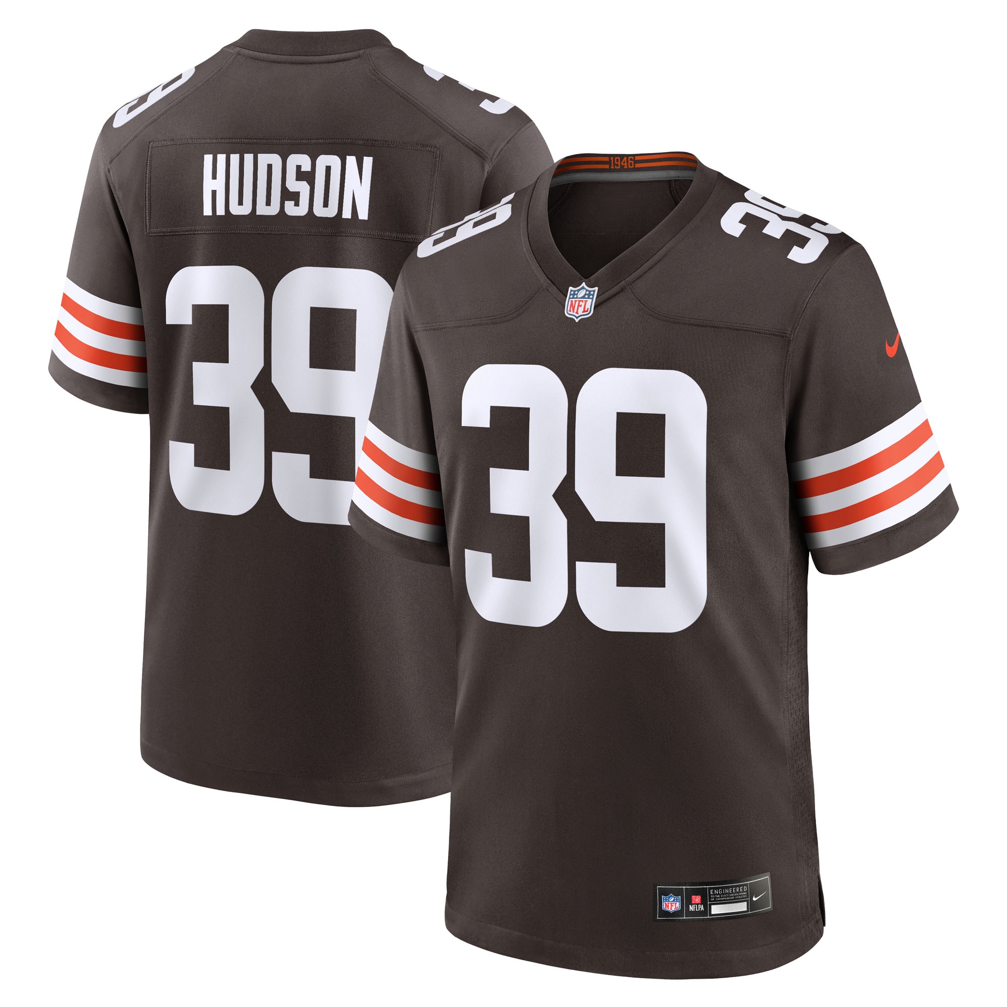 Men's Cleveland Browns Khaleke Hudson Brown Team Game Jersey JS3457 Saliibo