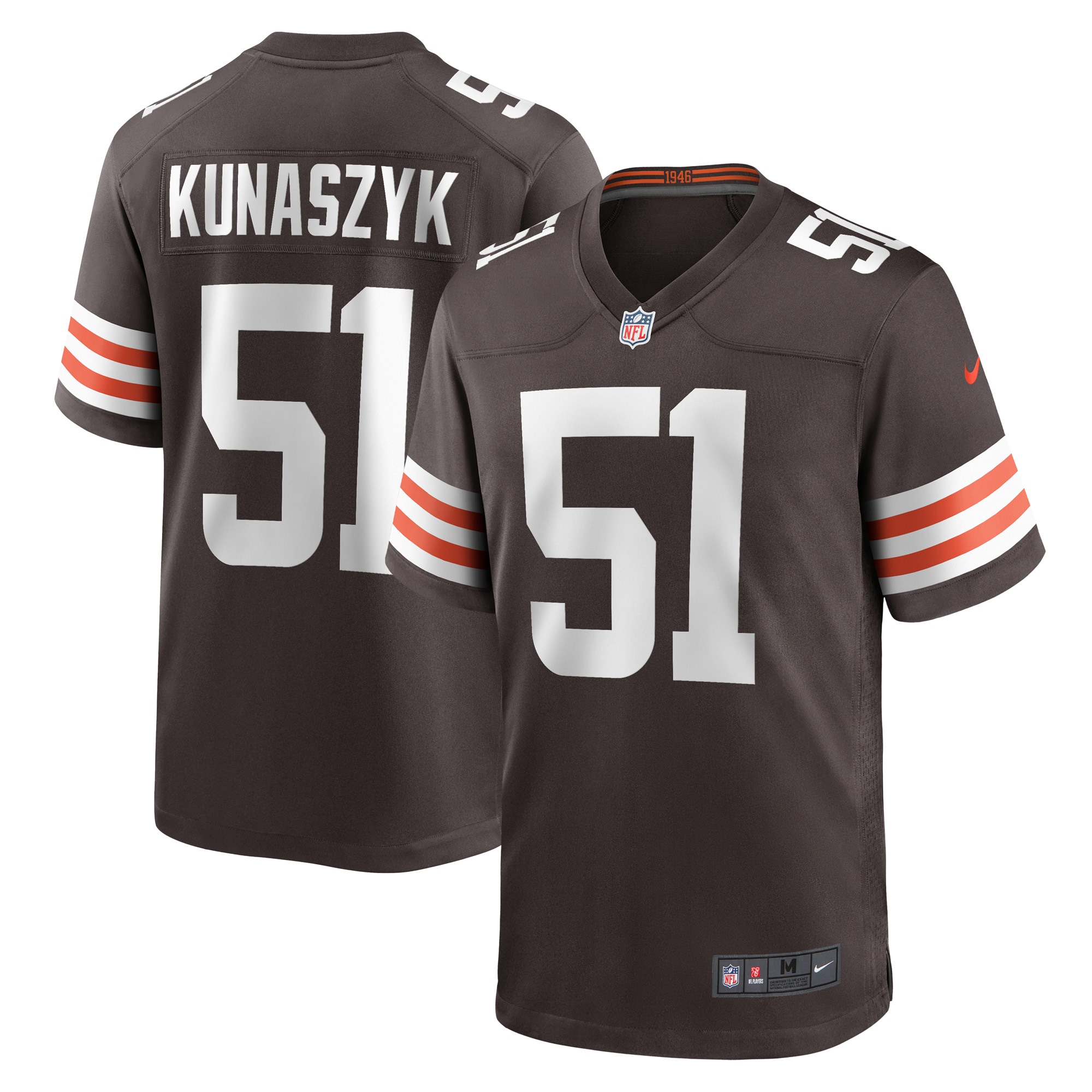 Men's Cleveland Browns Kunaszyk Brown Game Player Jersey JS9261 Saliibo