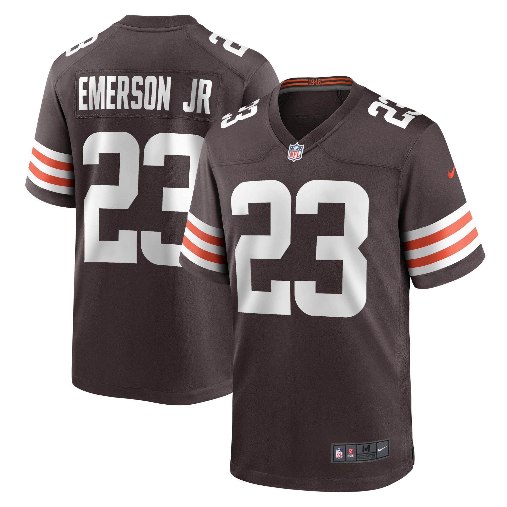 Men's Cleveland Browns Martin Emerson Jr. Brown Game Player Jersey JS9867 Saliibo