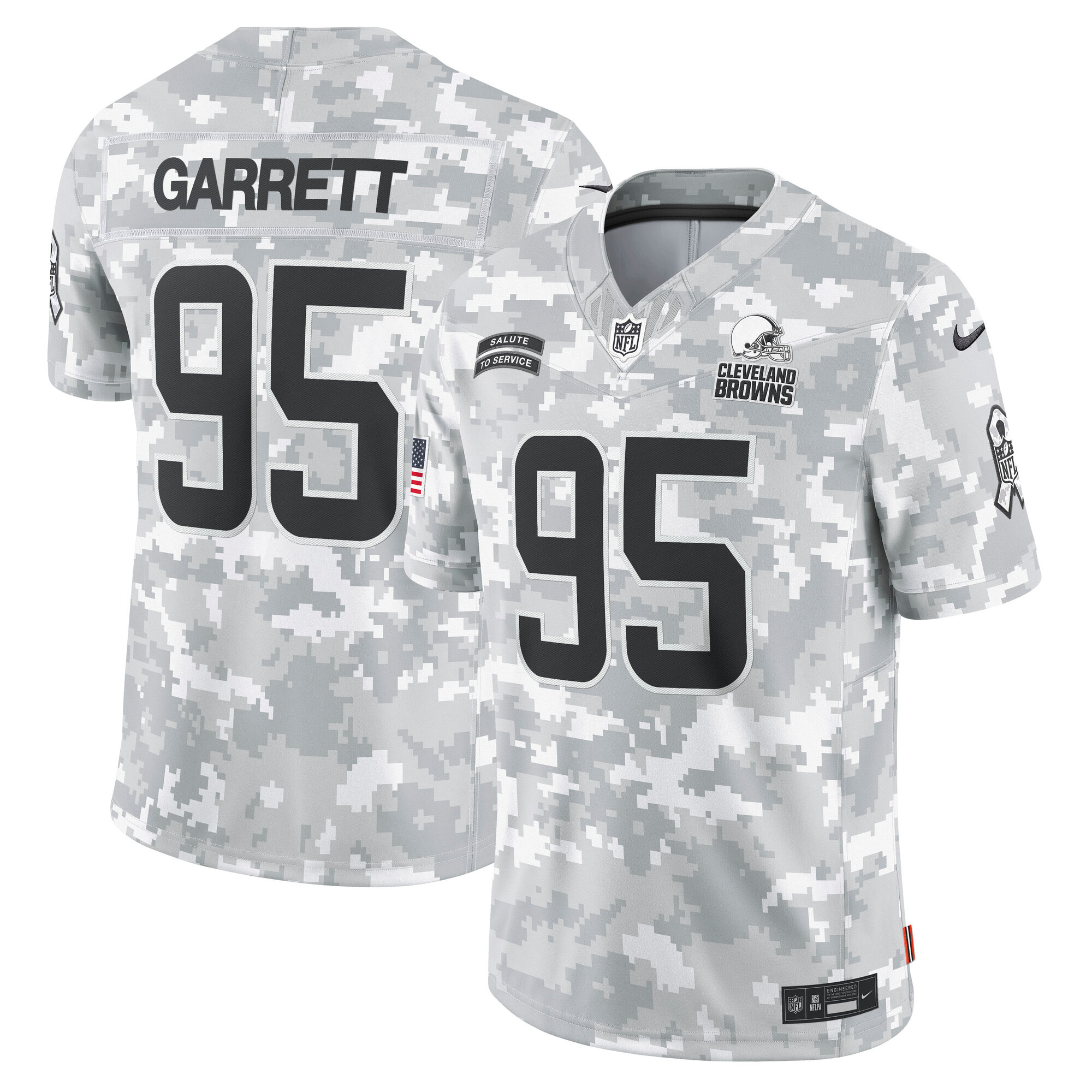Men's Cleveland Browns Myles Garrett Arctic Camo 2024 Salute to Service Limited Jersey JS8494 Saliibo