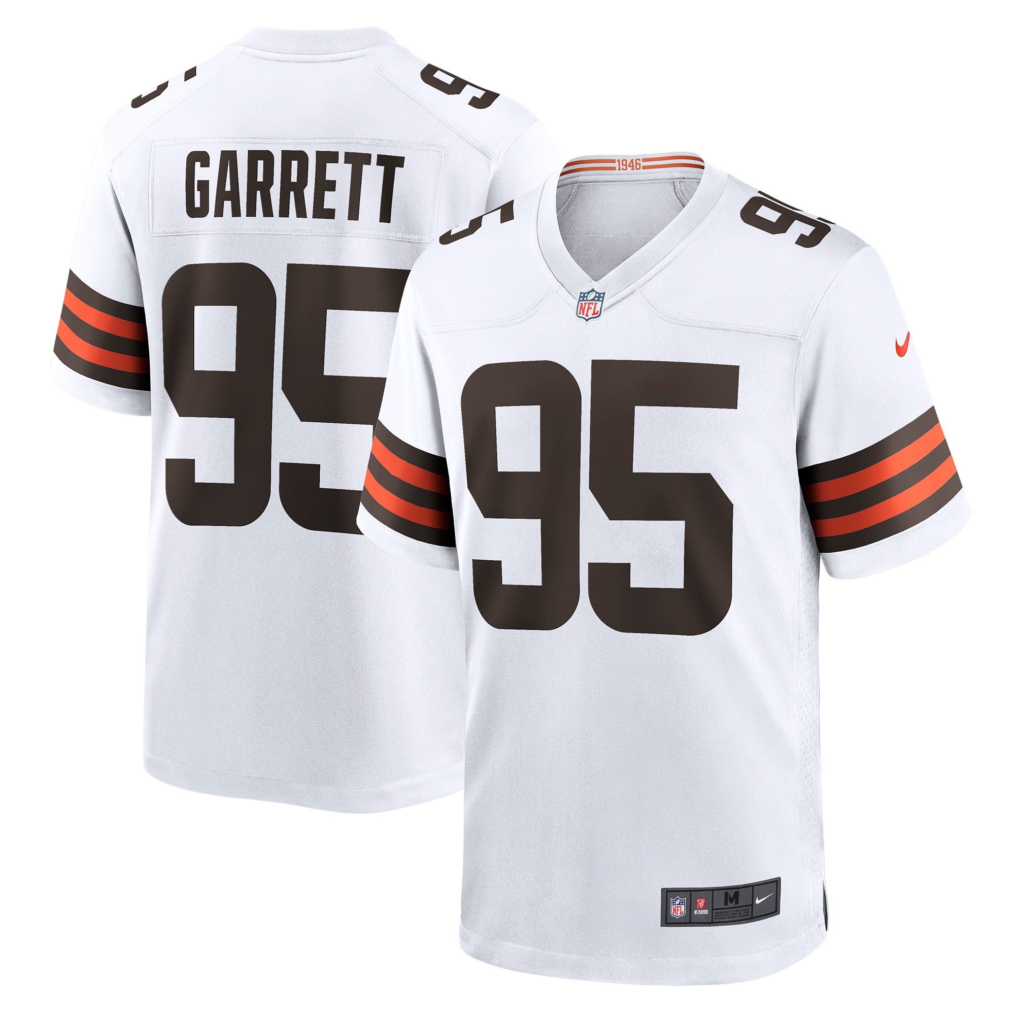 Men's Cleveland Browns Myles Garrett White Away Game Jersey JS3010 Saliibo