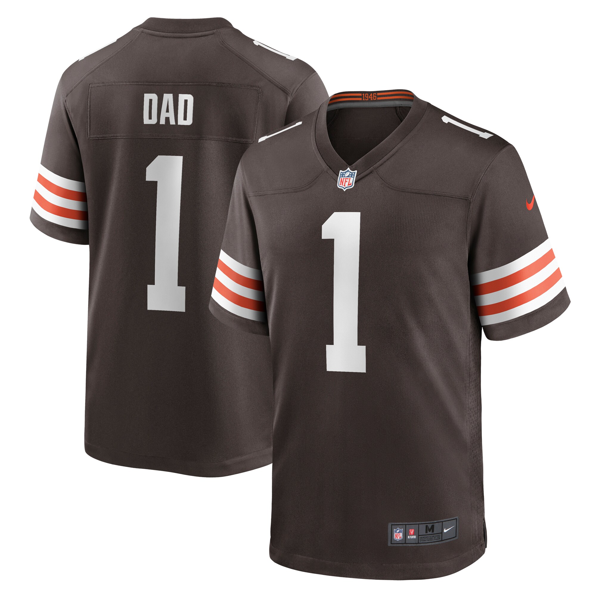 Men's Cleveland Browns Number 1 Dad Brown Game Jersey JS9668 Saliibo