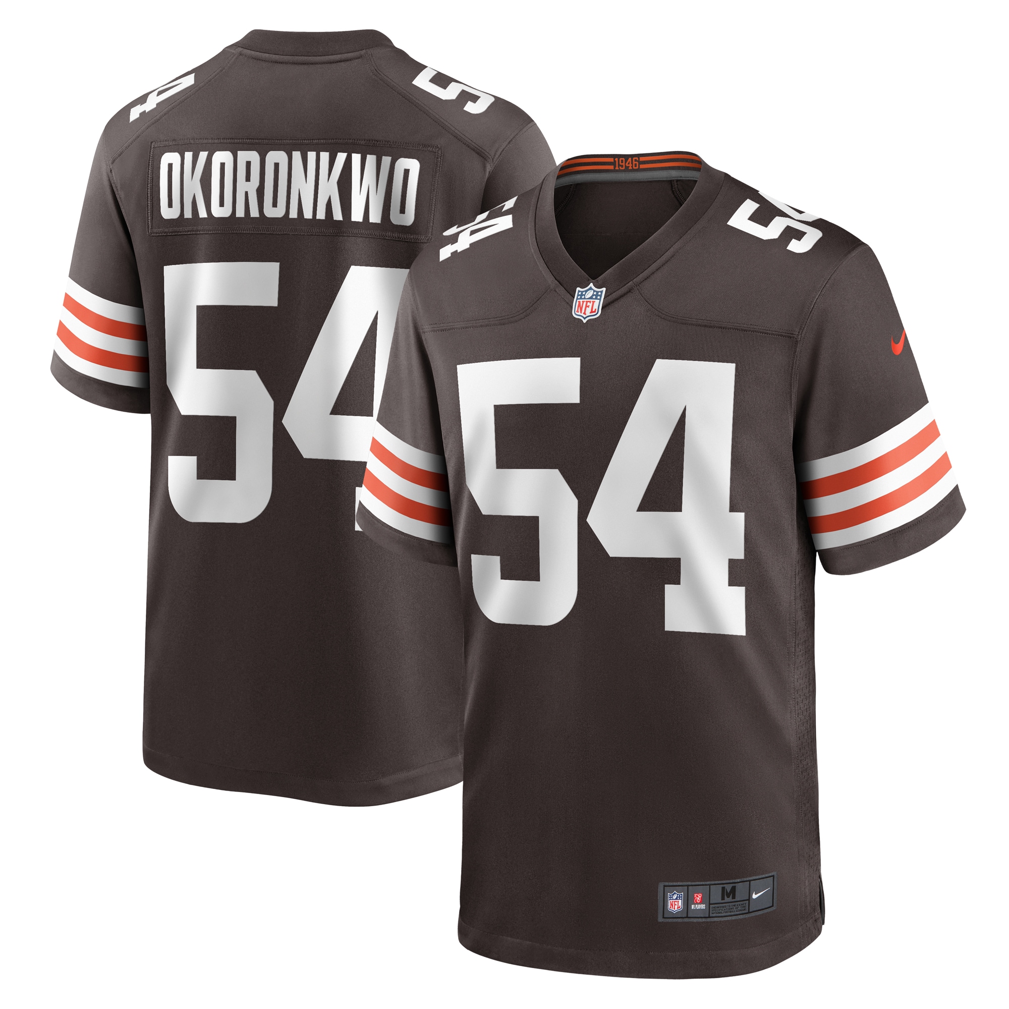 Men's Cleveland Browns Ogbonnia Okoronkwo Brown Game Player Jersey JS6667 Saliibo