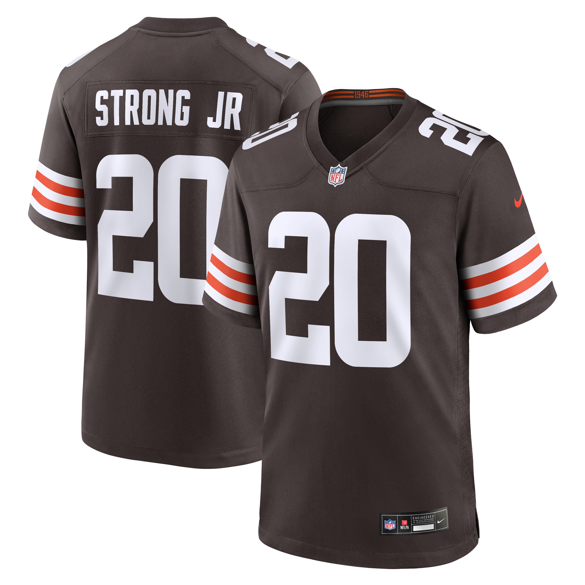 Men's Cleveland Browns Pierre Strong Jr. Brown Team Game Jersey JS7932 Saliibo