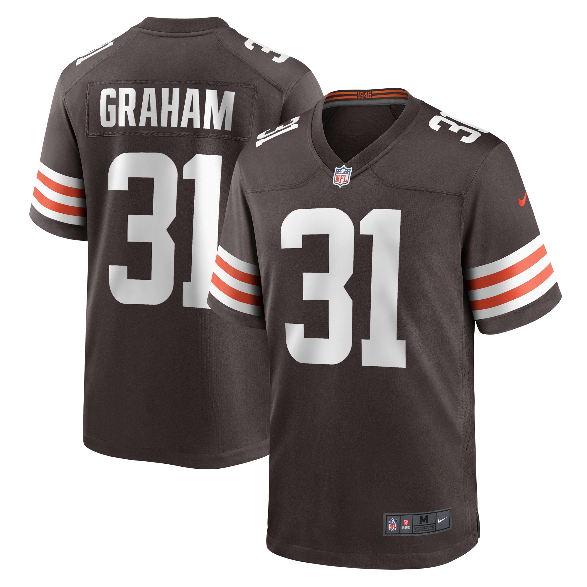 Men's Cleveland Browns Thomas Graham Jr. Brown Team Game Jersey JS9227 Saliibo