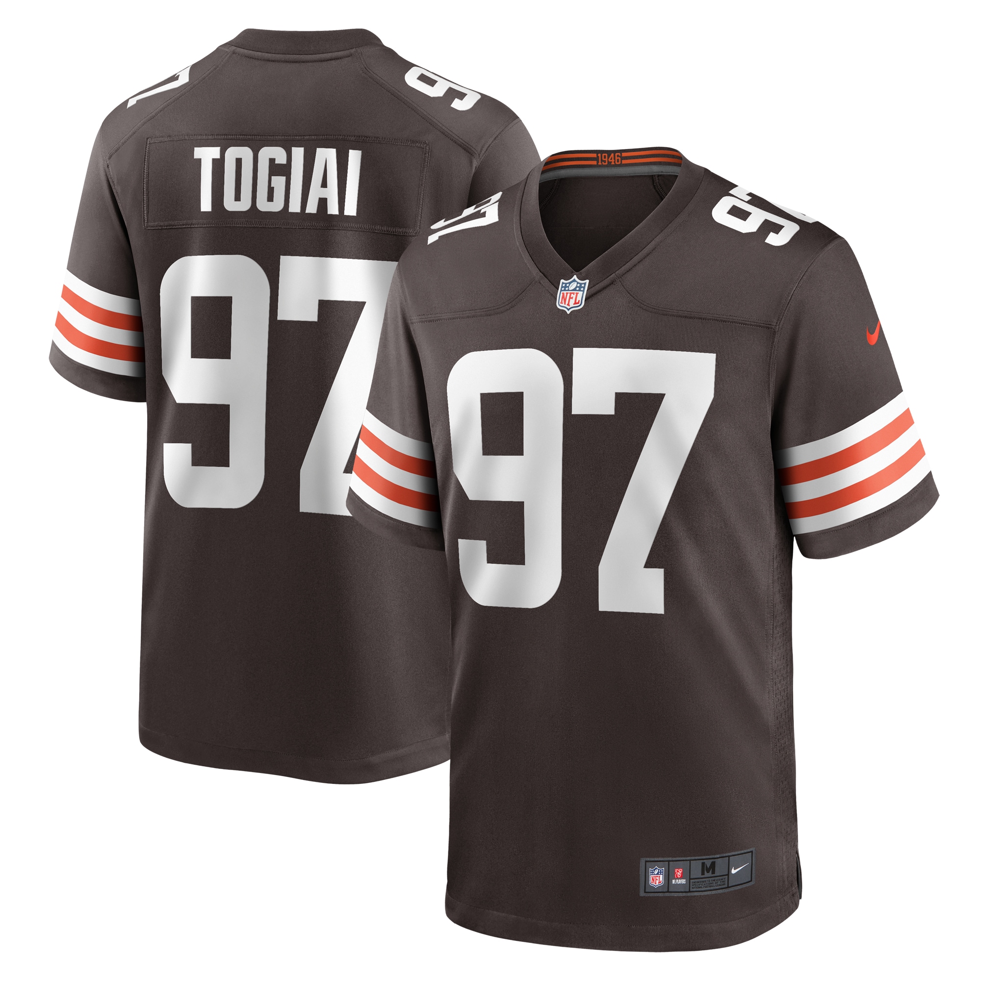 Men's Cleveland Browns Tommy Togiai Brown Game Jersey JS6423 Saliibo