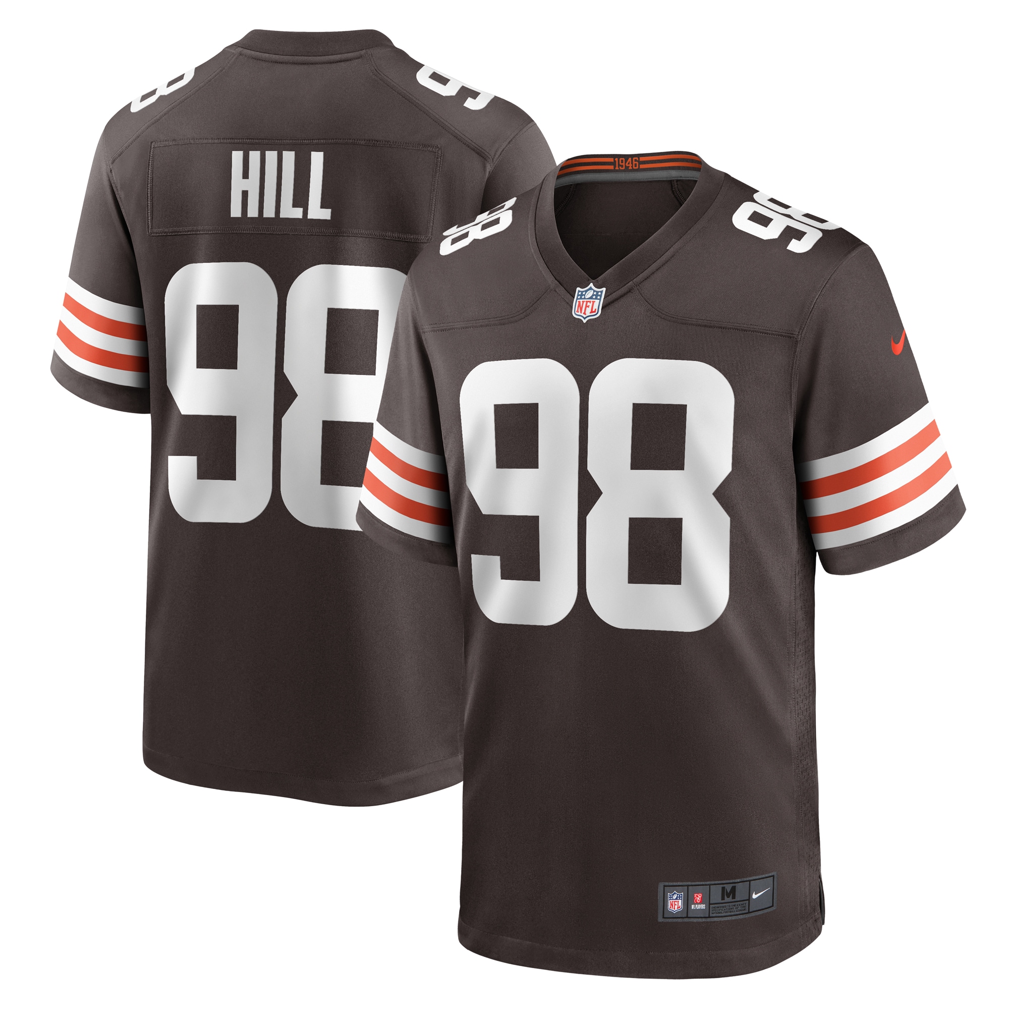 Men's Cleveland Browns Trysten Hill Brown Game Jersey JS9761 Saliibo