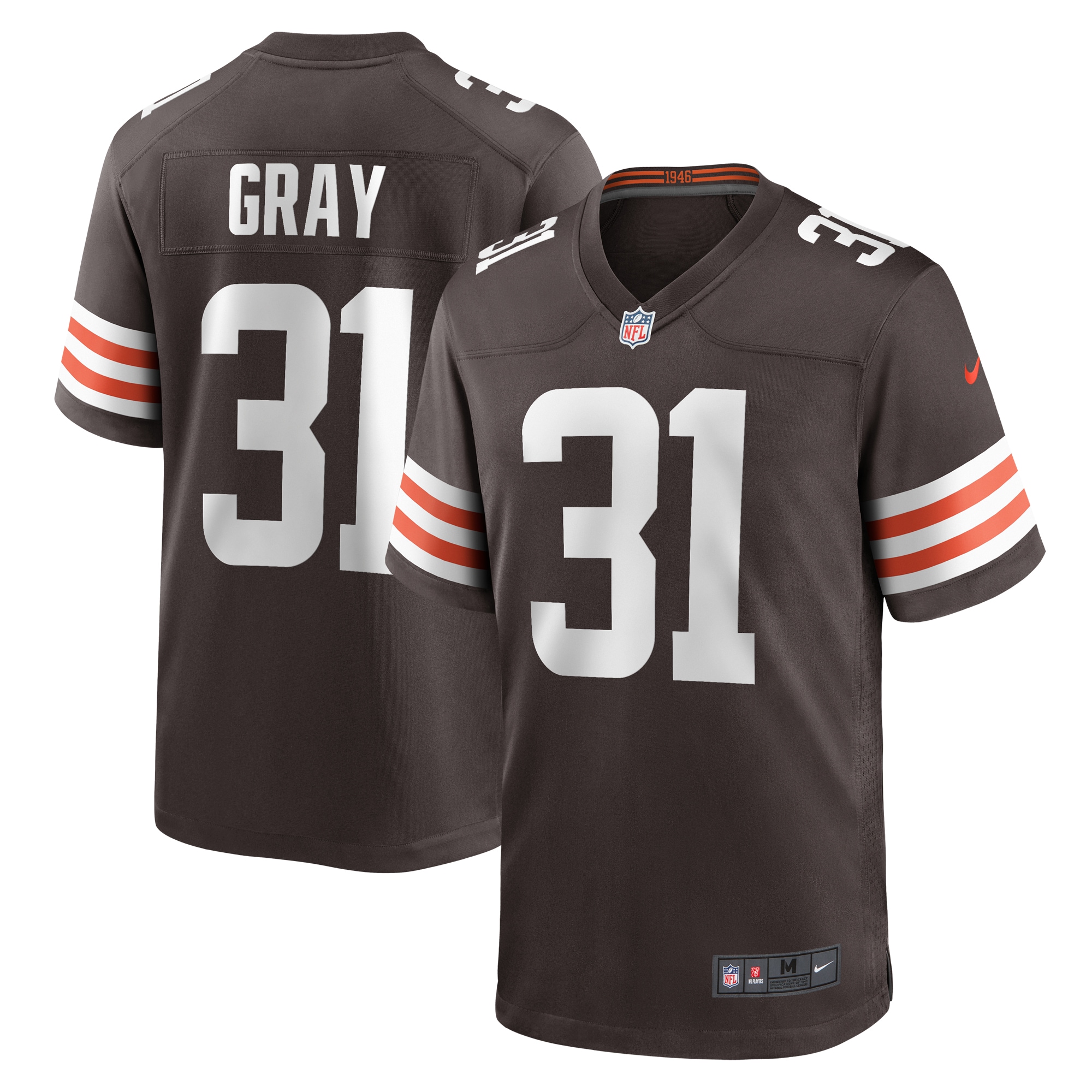 Men's Cleveland Browns Vincent Gray Brown Team Game Jersey JS7070 Saliibo
