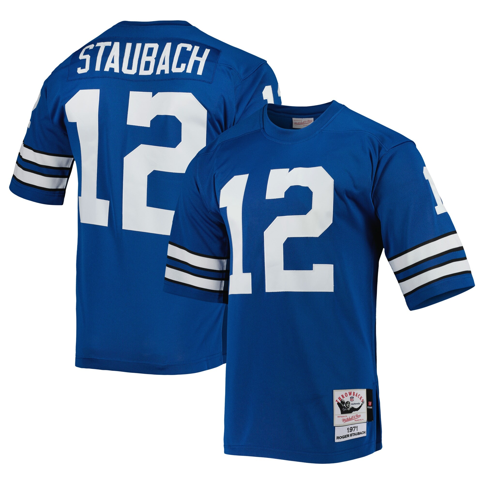 Men's Dallas Cowboys 1971 Roger Staubach Mitchell & Ness Royal Throwback Retired Player Jersey JS8337 Saliibo