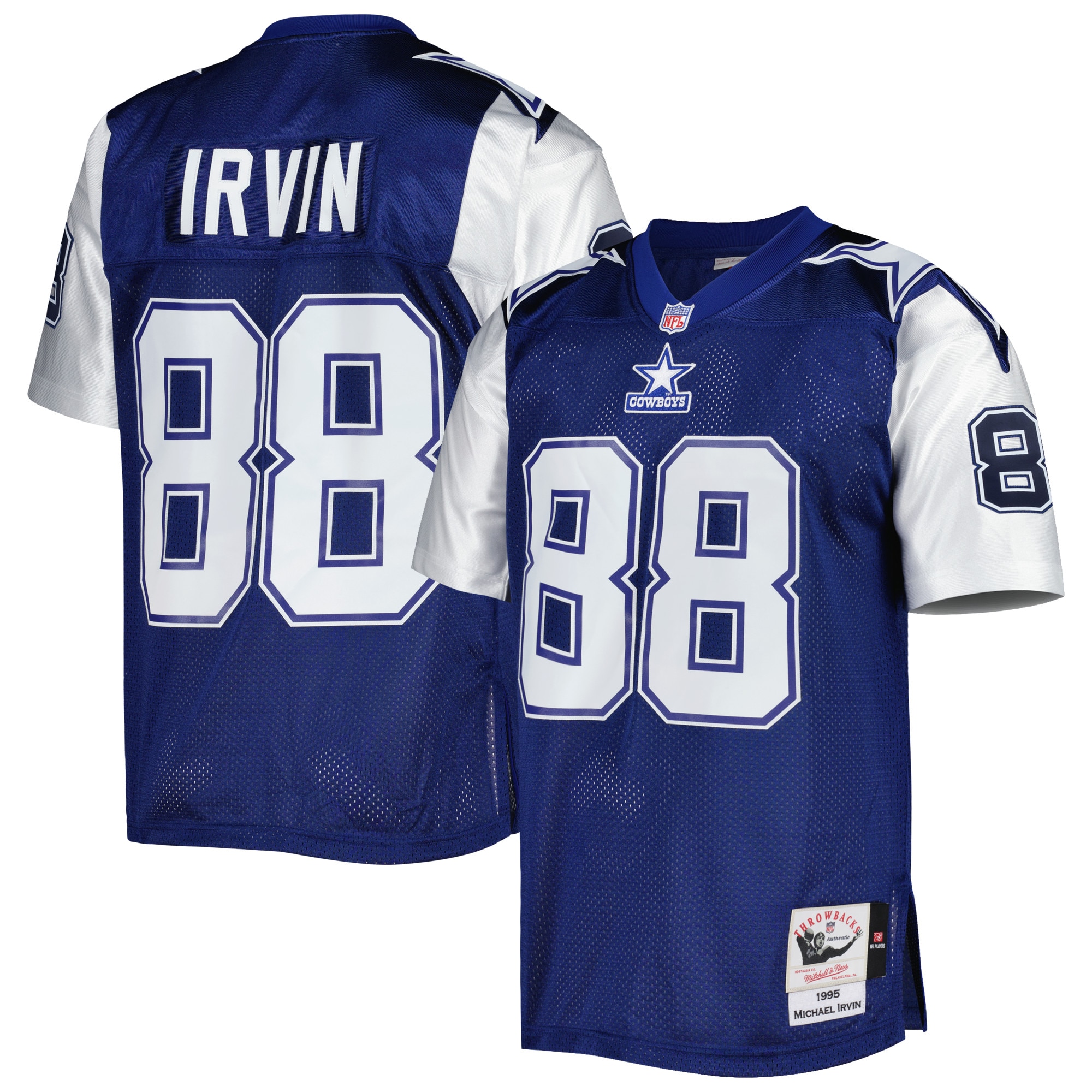 Men's Dallas Cowboys 1995 Michael Irvin Mitchell & Ness Navy Throwback Retired Player Jersey JS3805 Saliibo