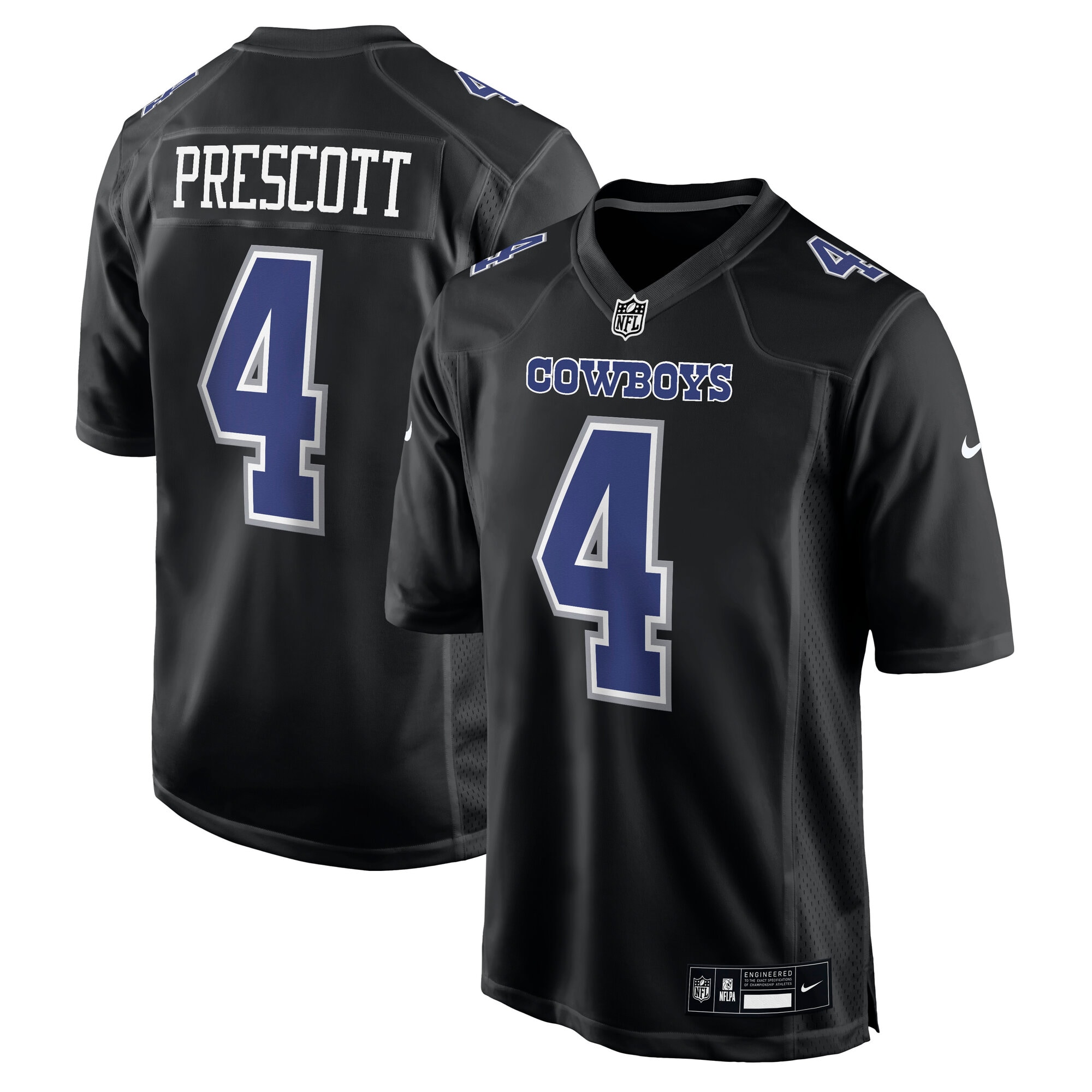 Men's Dallas Cowboys Dak Prescott Carbon Black Fashion Game Jersey JS5189 Saliibo