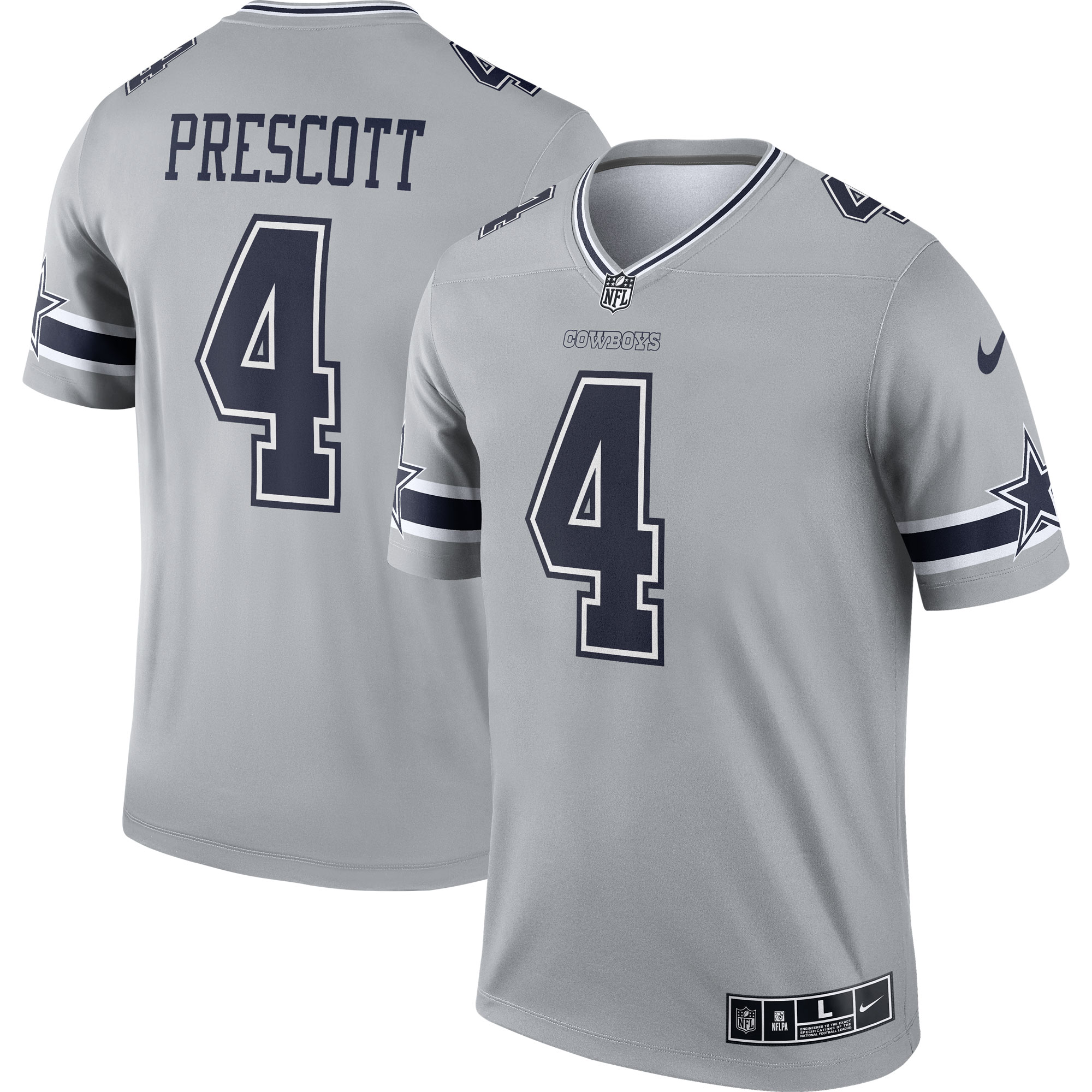 Men's Dallas Cowboys Dak Prescott Gray Inverted Legend Player Performance Top JS9352 Saliibo
