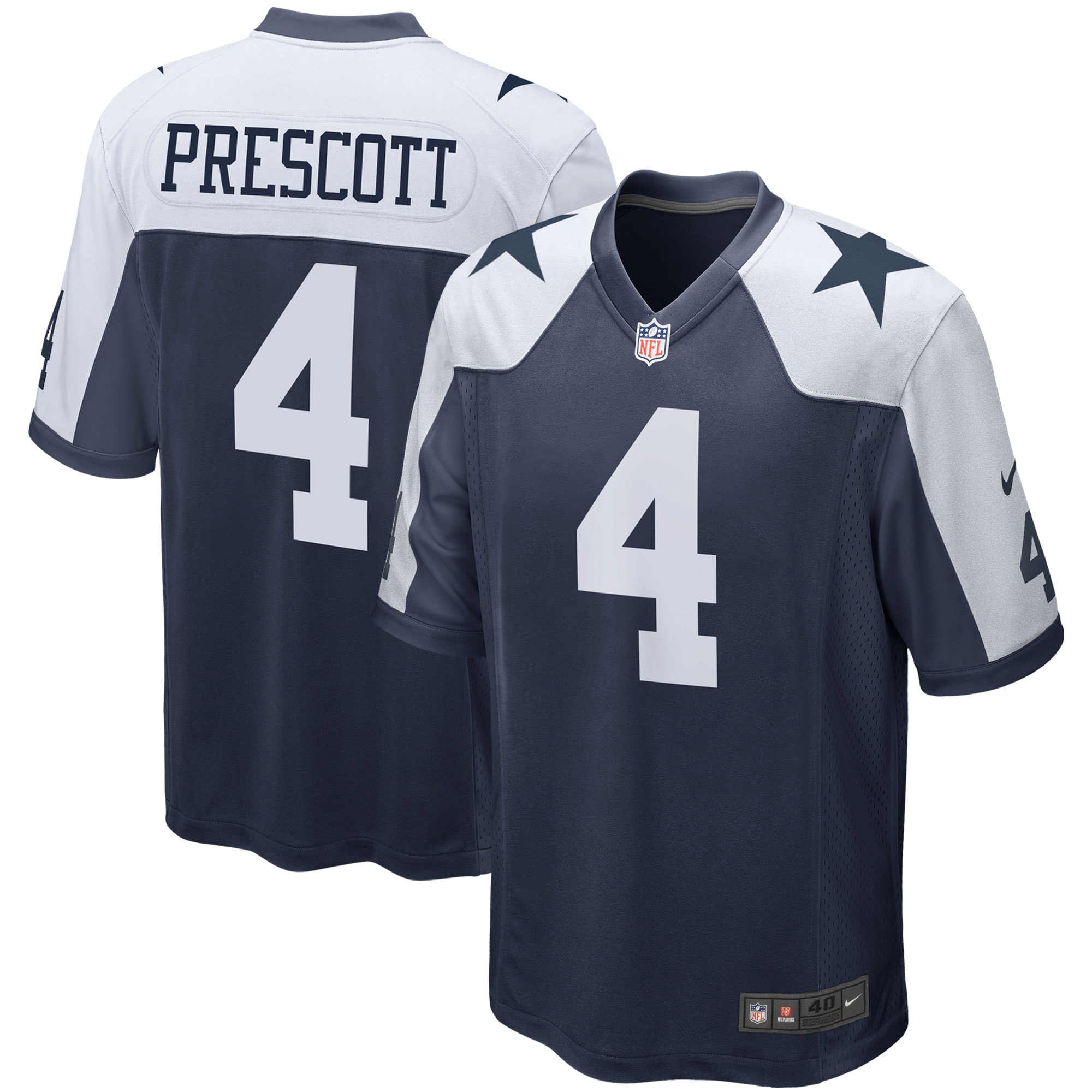 Men's Dallas Cowboys Dak Prescott Navy Alternate Game Team Jersey JS7754 Saliibo